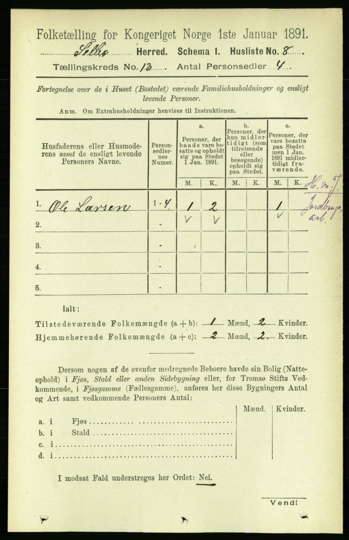 RA, 1891 census for 1664 Selbu, 1891, p. 4544