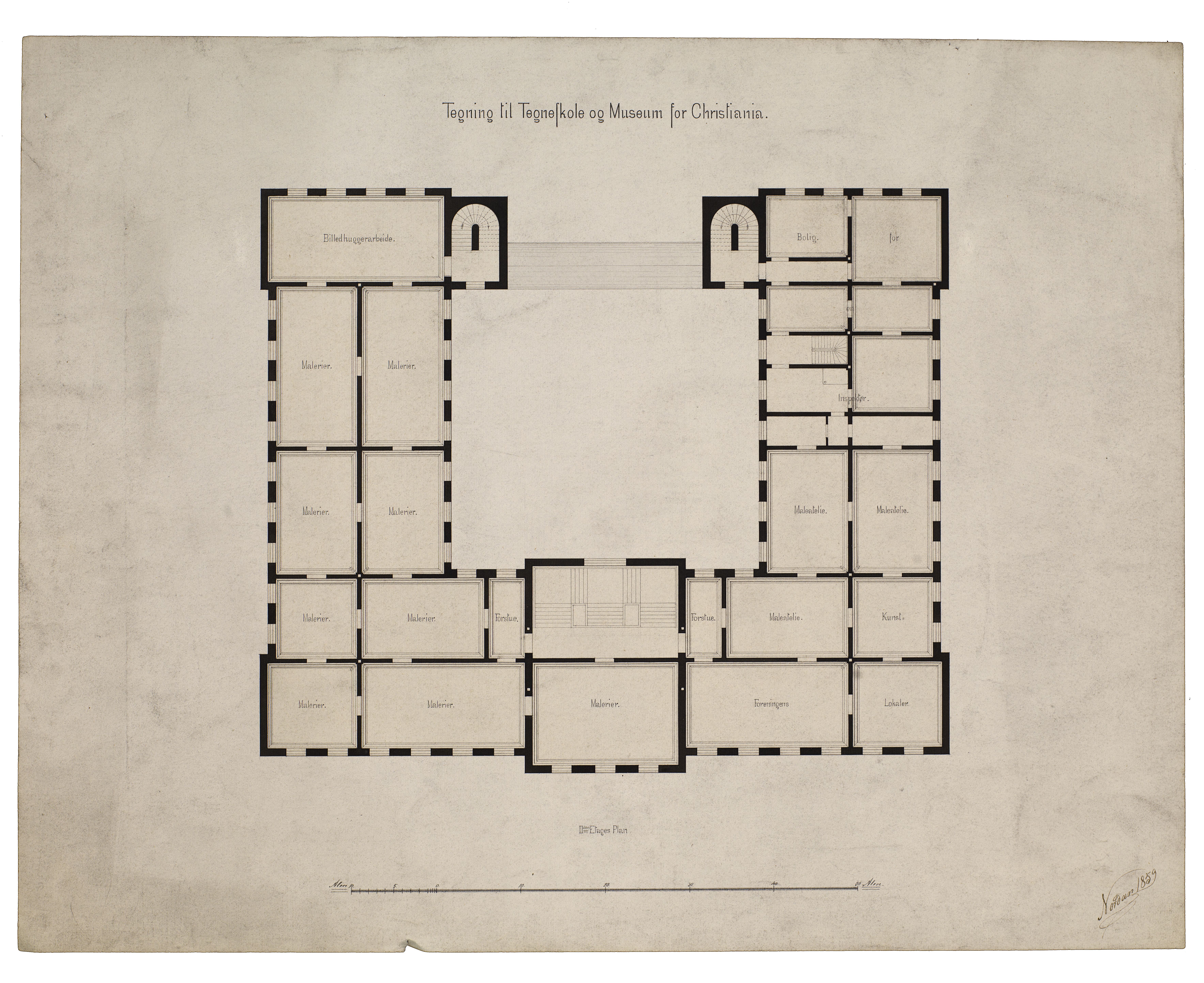 Kirke- og undervisningsdepartementet, Kart og tegninger, AV/RA-S-6639, 1800-1899, p. 5