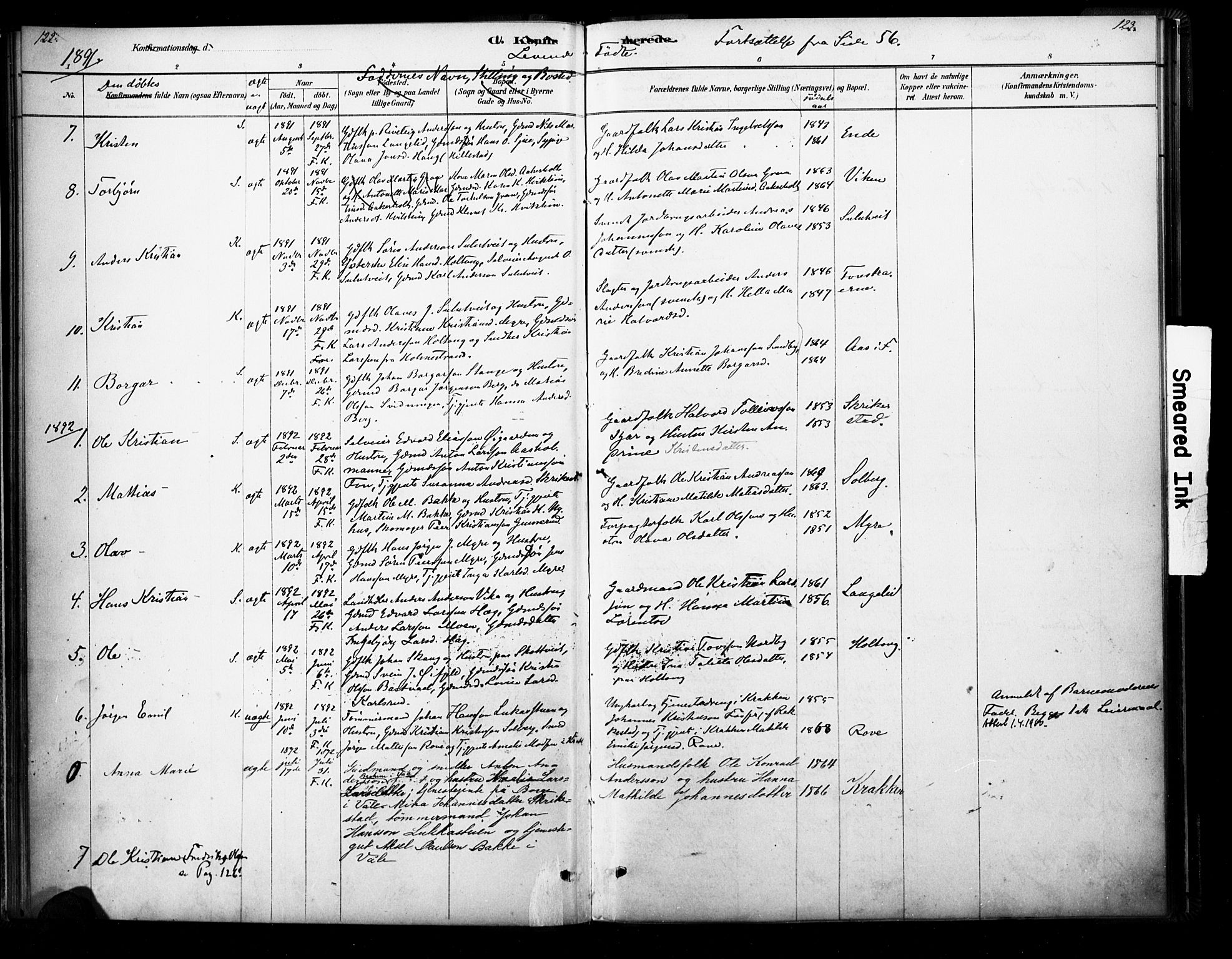 Ramnes kirkebøker, SAKO/A-314/F/Fb/L0001: Parish register (official) no. II 1, 1878-1894, p. 122-123