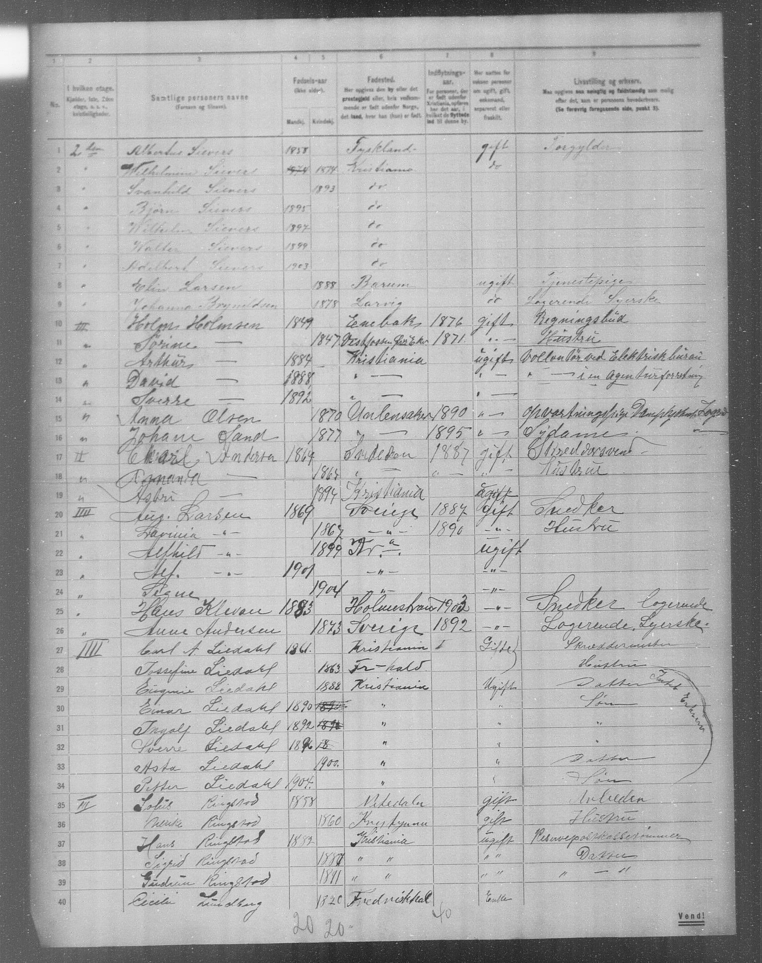 OBA, Municipal Census 1904 for Kristiania, 1904, p. 14299