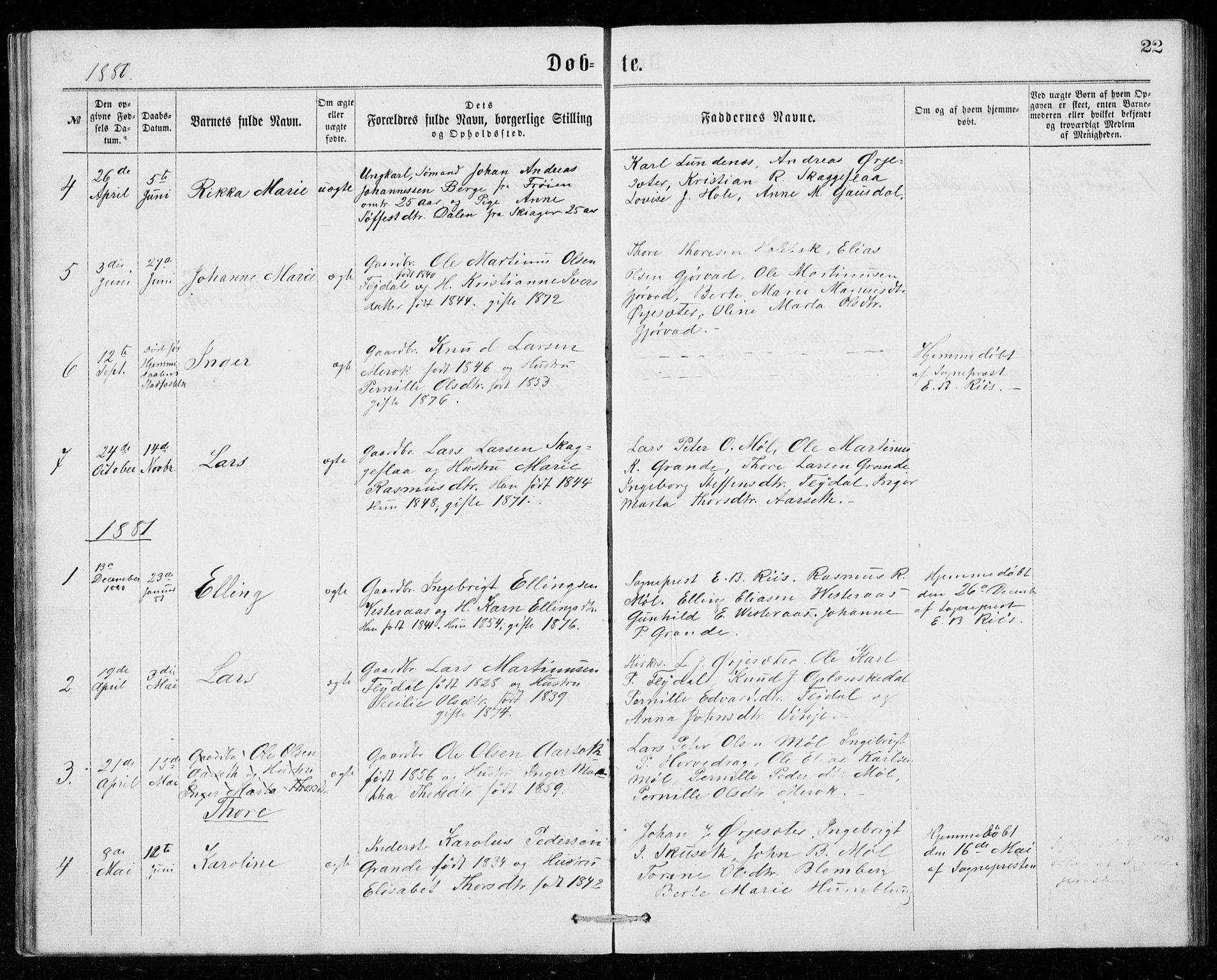 Ministerialprotokoller, klokkerbøker og fødselsregistre - Møre og Romsdal, SAT/A-1454/518/L0235: Parish register (copy) no. 518C02, 1867-1888, p. 22