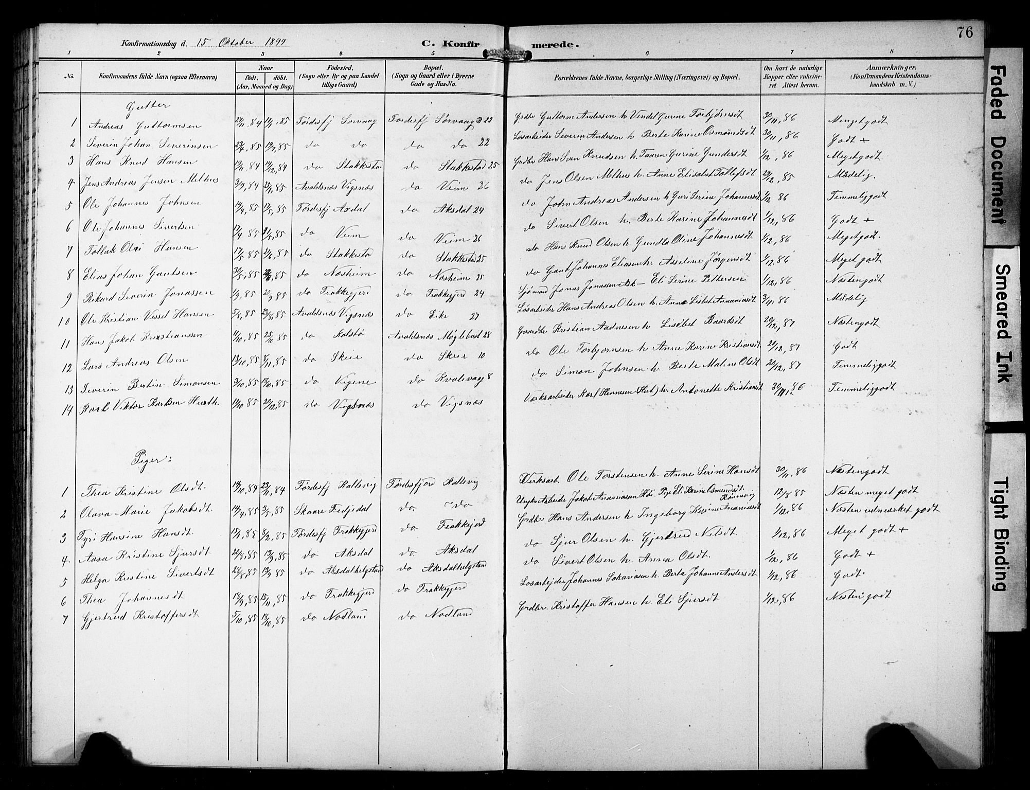 Avaldsnes sokneprestkontor, AV/SAST-A -101851/H/Ha/Hab/L0011: Parish register (copy) no. B 11, 1893-1929, p. 76