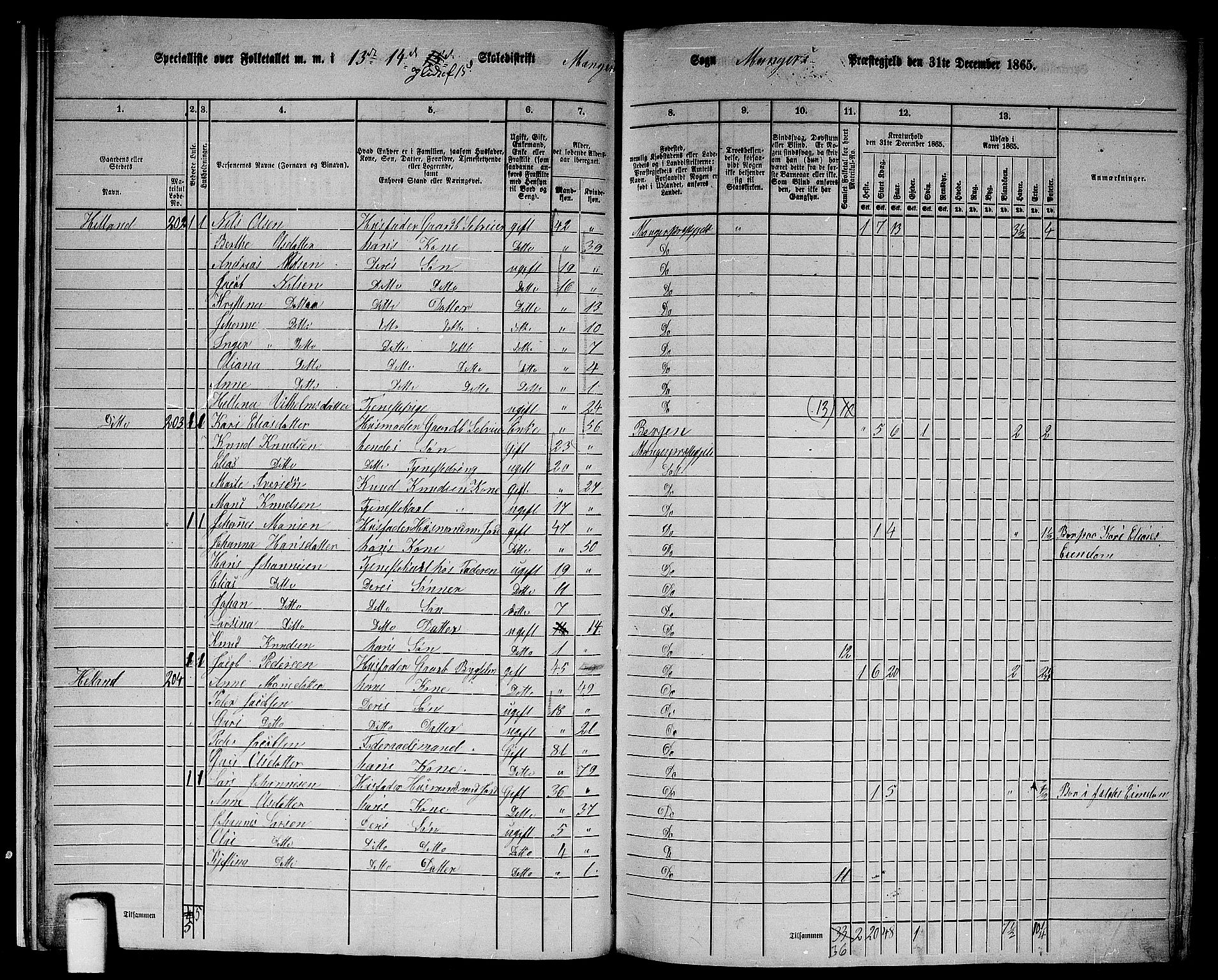 RA, 1865 census for Manger, 1865, p. 23