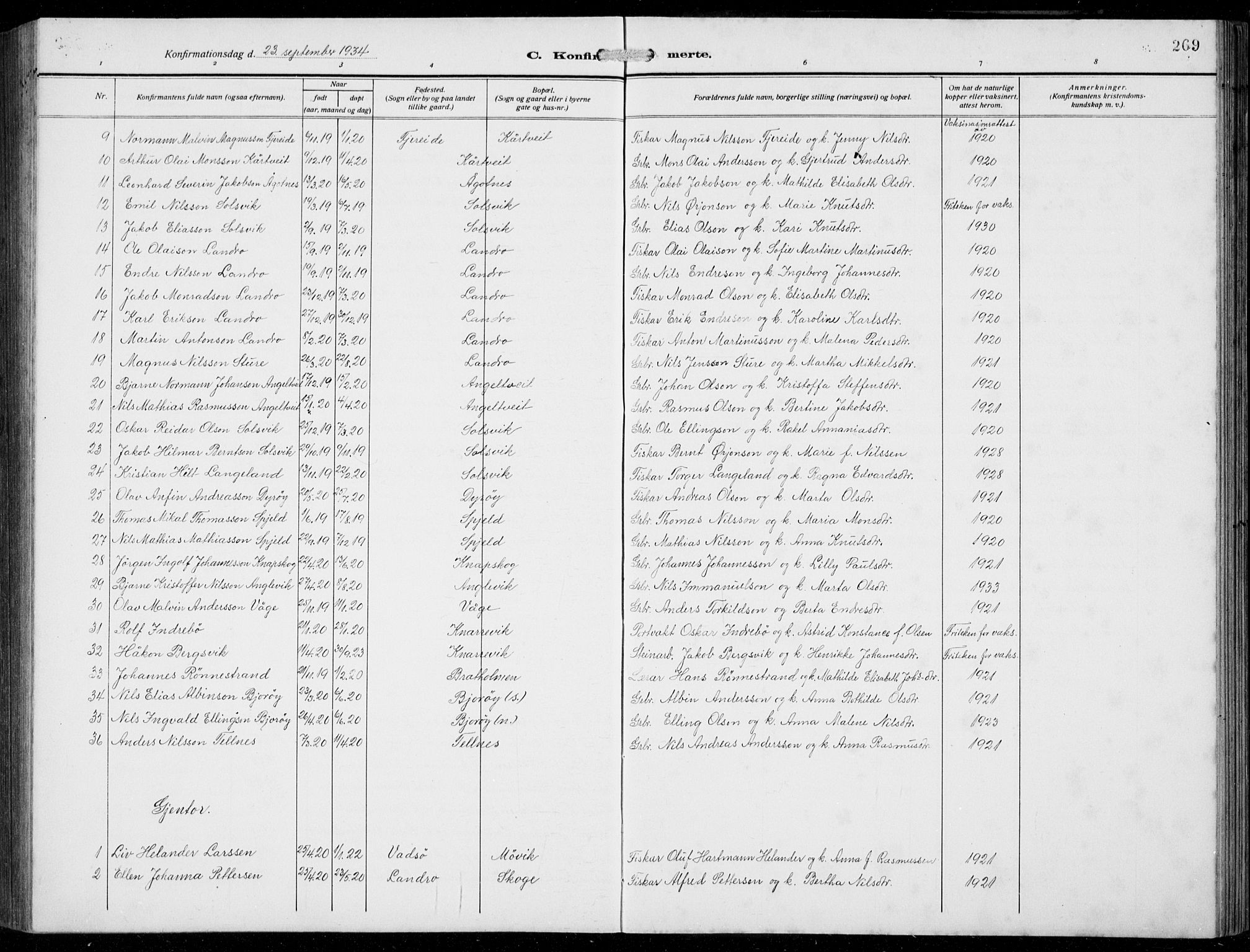 Fjell sokneprestembete, AV/SAB-A-75301/H/Hab: Parish register (copy) no. A  6, 1918-1936, p. 269