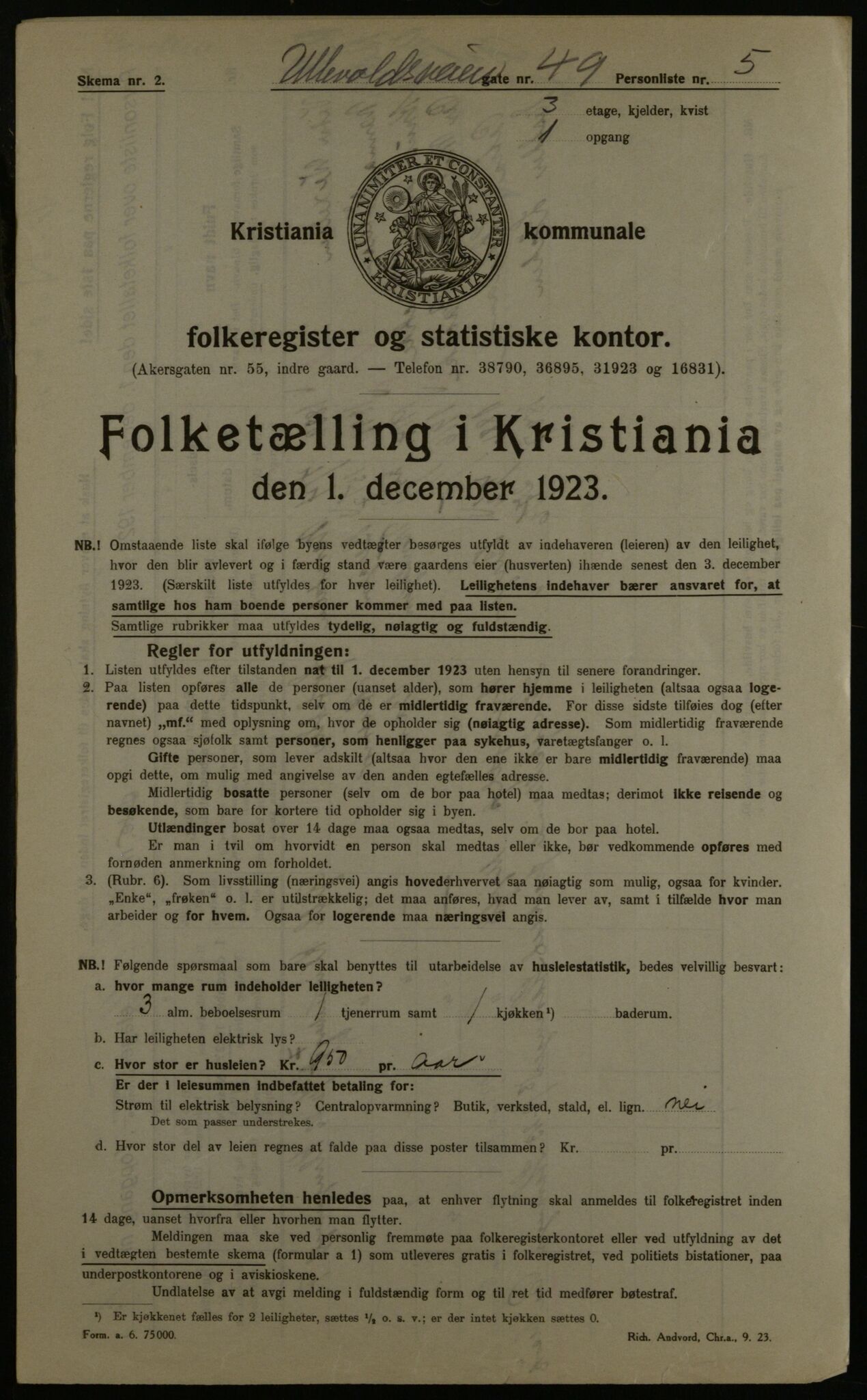 OBA, Municipal Census 1923 for Kristiania, 1923, p. 131796