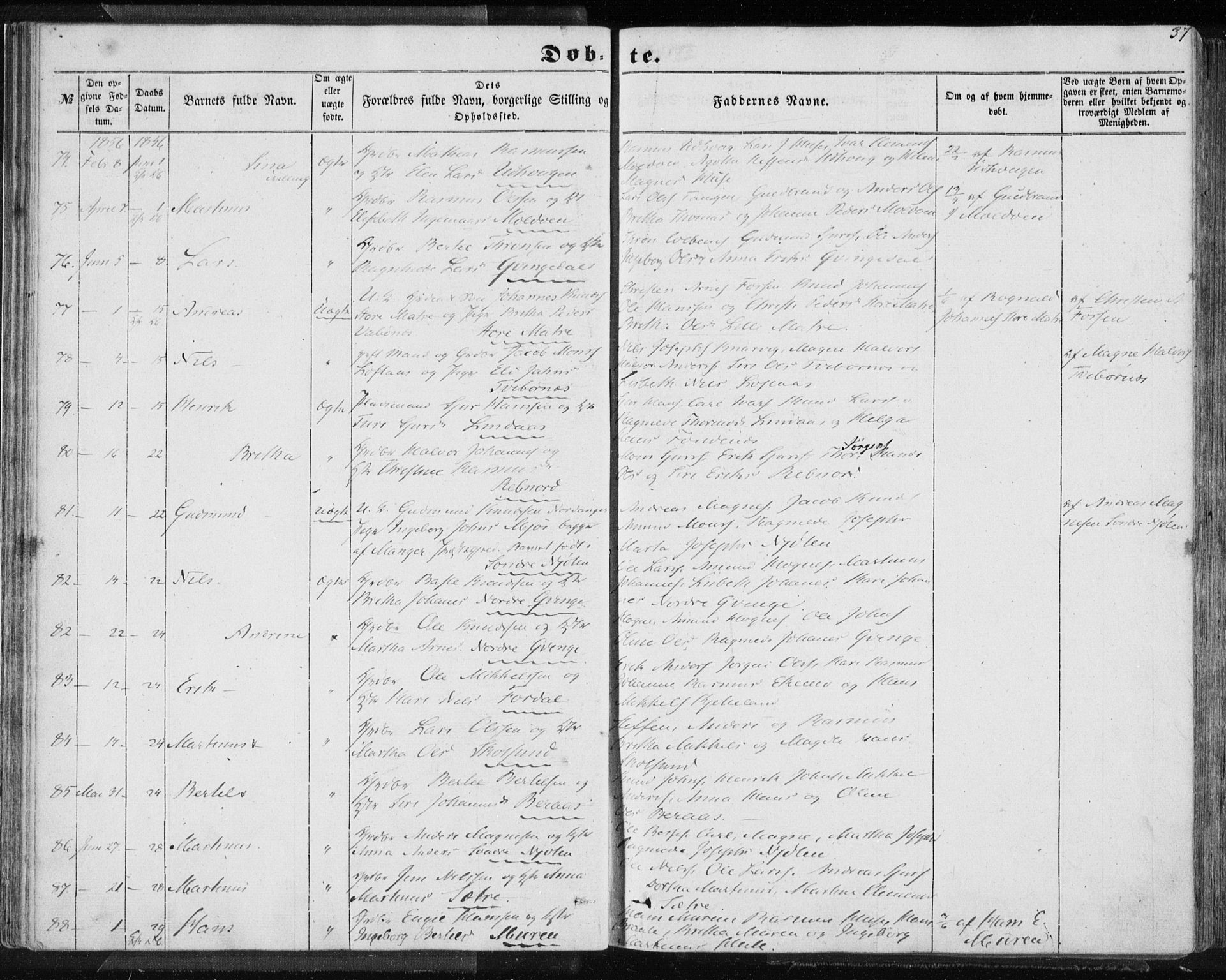 Lindås Sokneprestembete, AV/SAB-A-76701/H/Haa/Haaa/L0011: Parish register (official) no. A 11, 1854-1869, p. 37