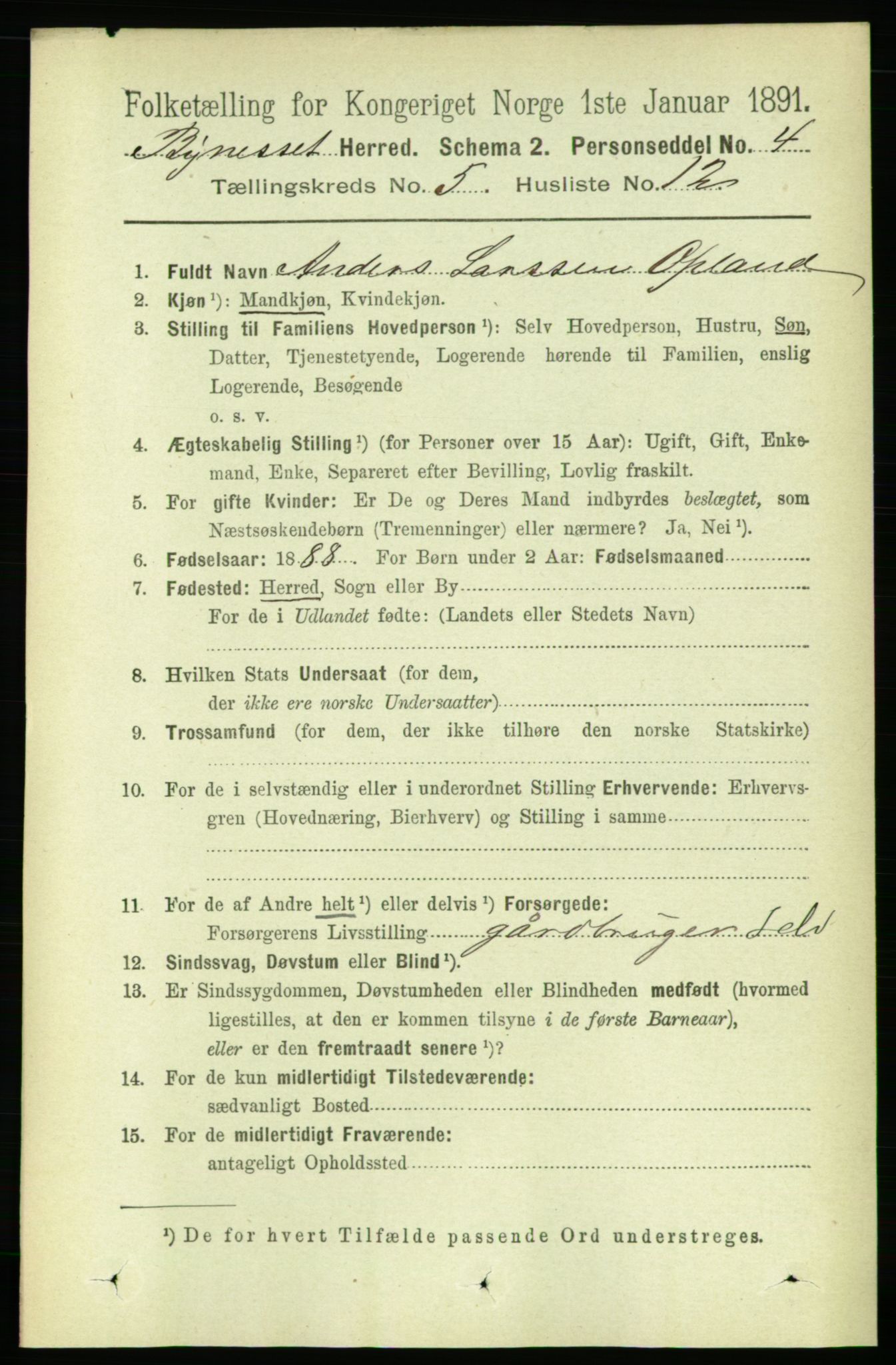 RA, 1891 census for 1655 Byneset, 1891, p. 2104