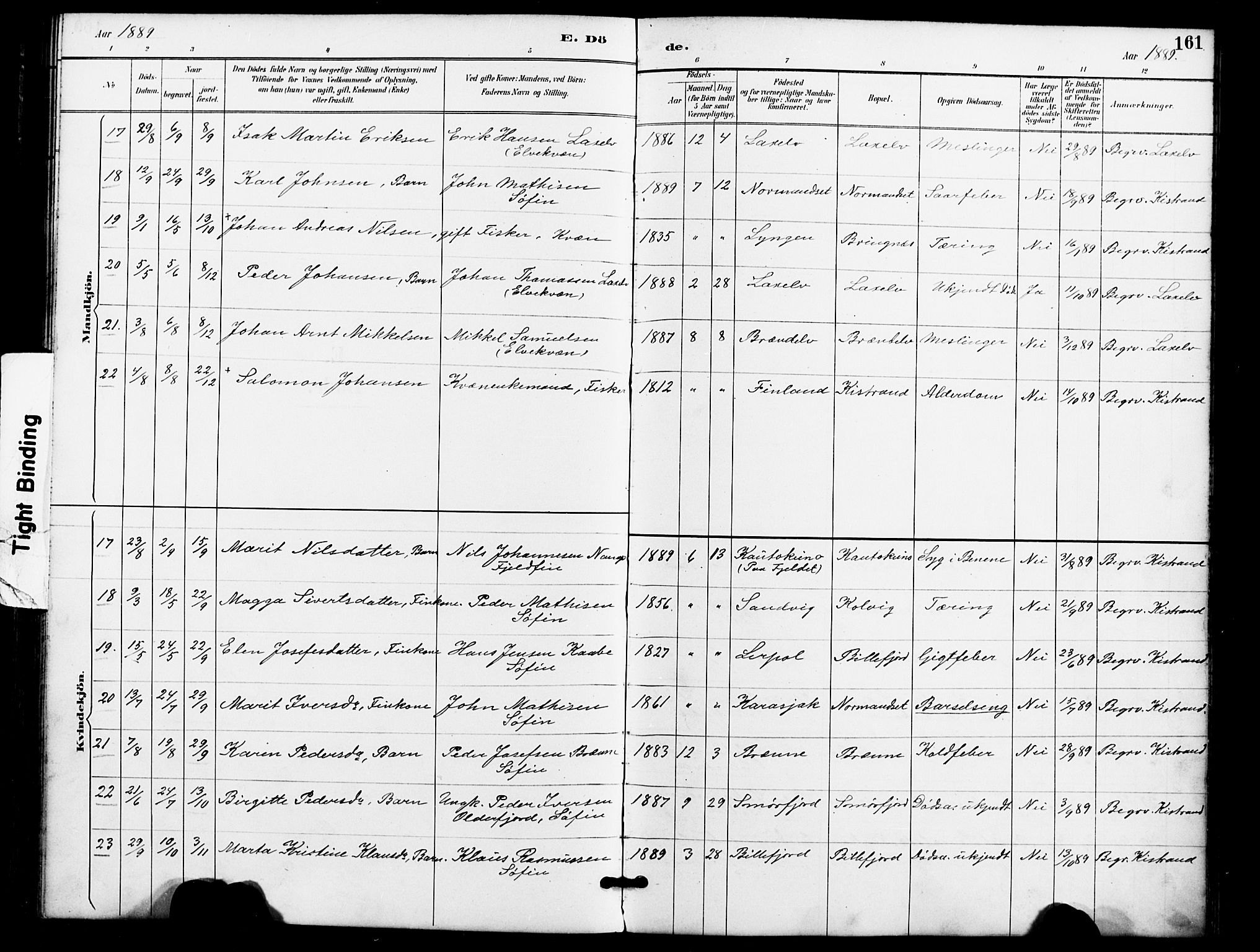 Kistrand/Porsanger sokneprestembete, AV/SATØ-S-1351/H/Ha/L0008.kirke: Parish register (official) no. 8, 1890-1898, p. 161