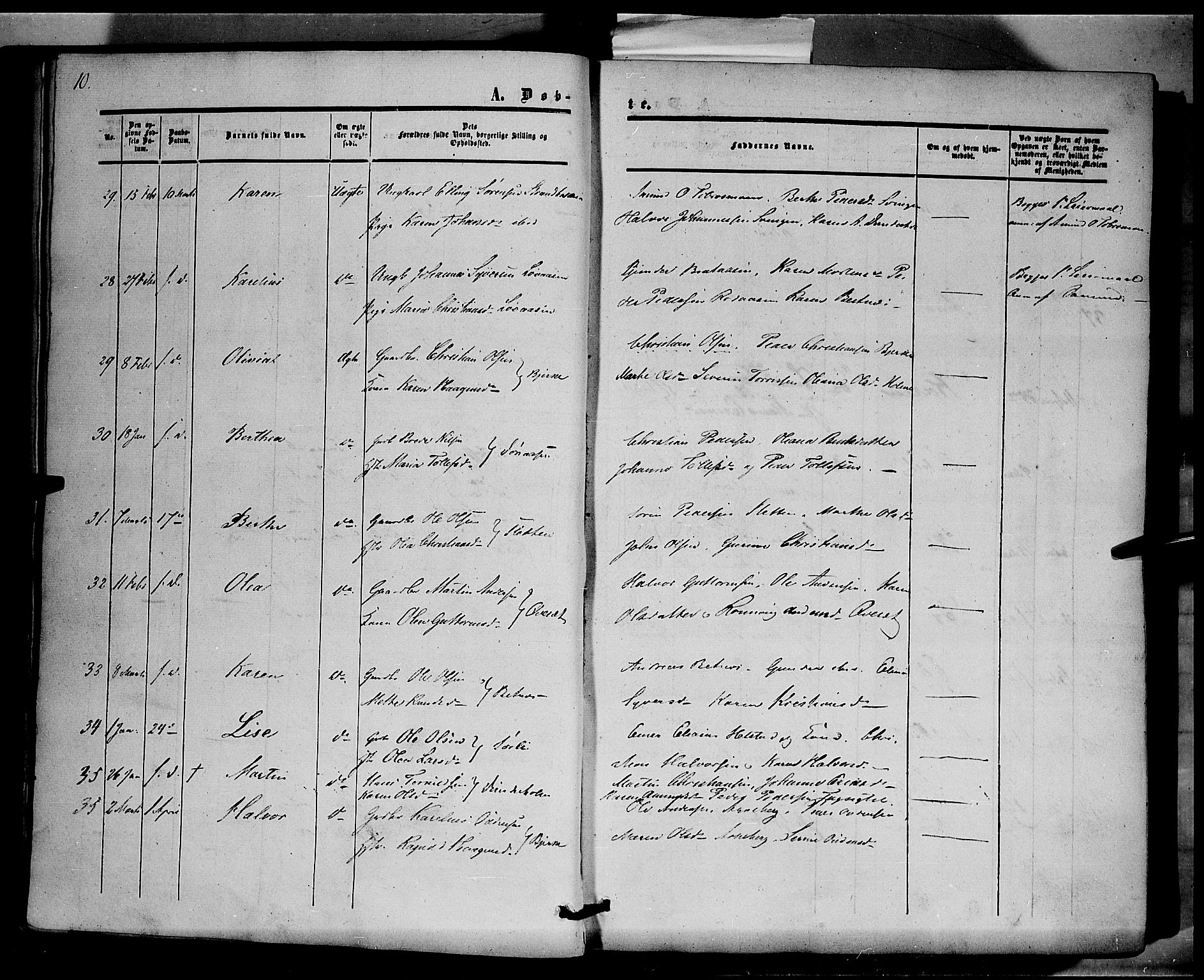 Hof prestekontor, AV/SAH-PREST-038/H/Ha/Haa/L0008: Parish register (official) no. 8, 1849-1861, p. 10