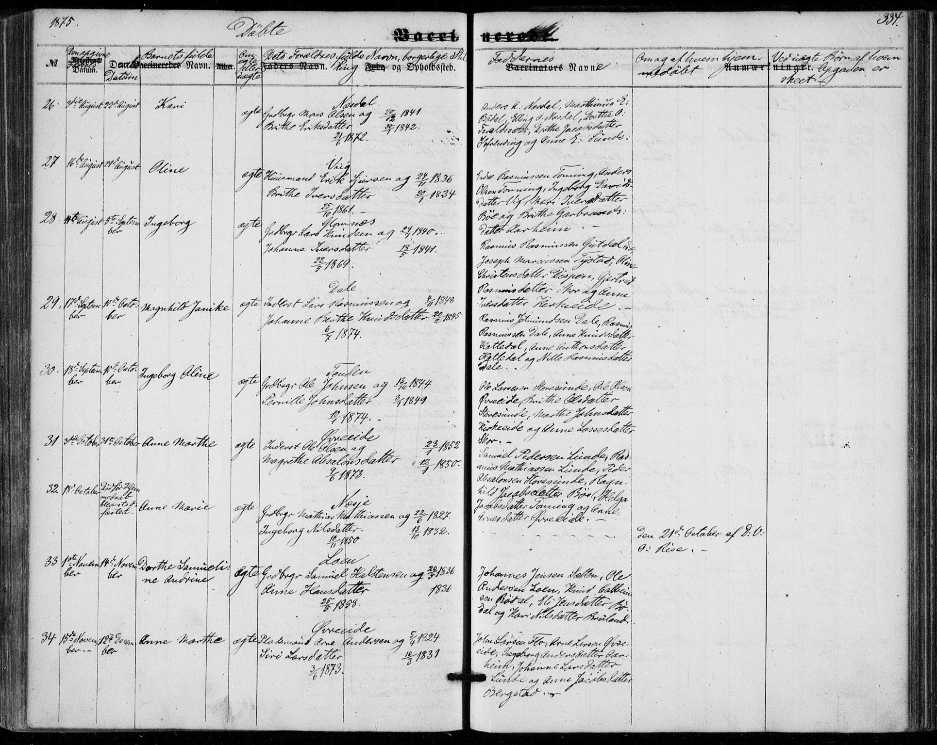 Stryn Sokneprestembete, SAB/A-82501: Parish register (official) no. A 3, 1862-1877, p. 334
