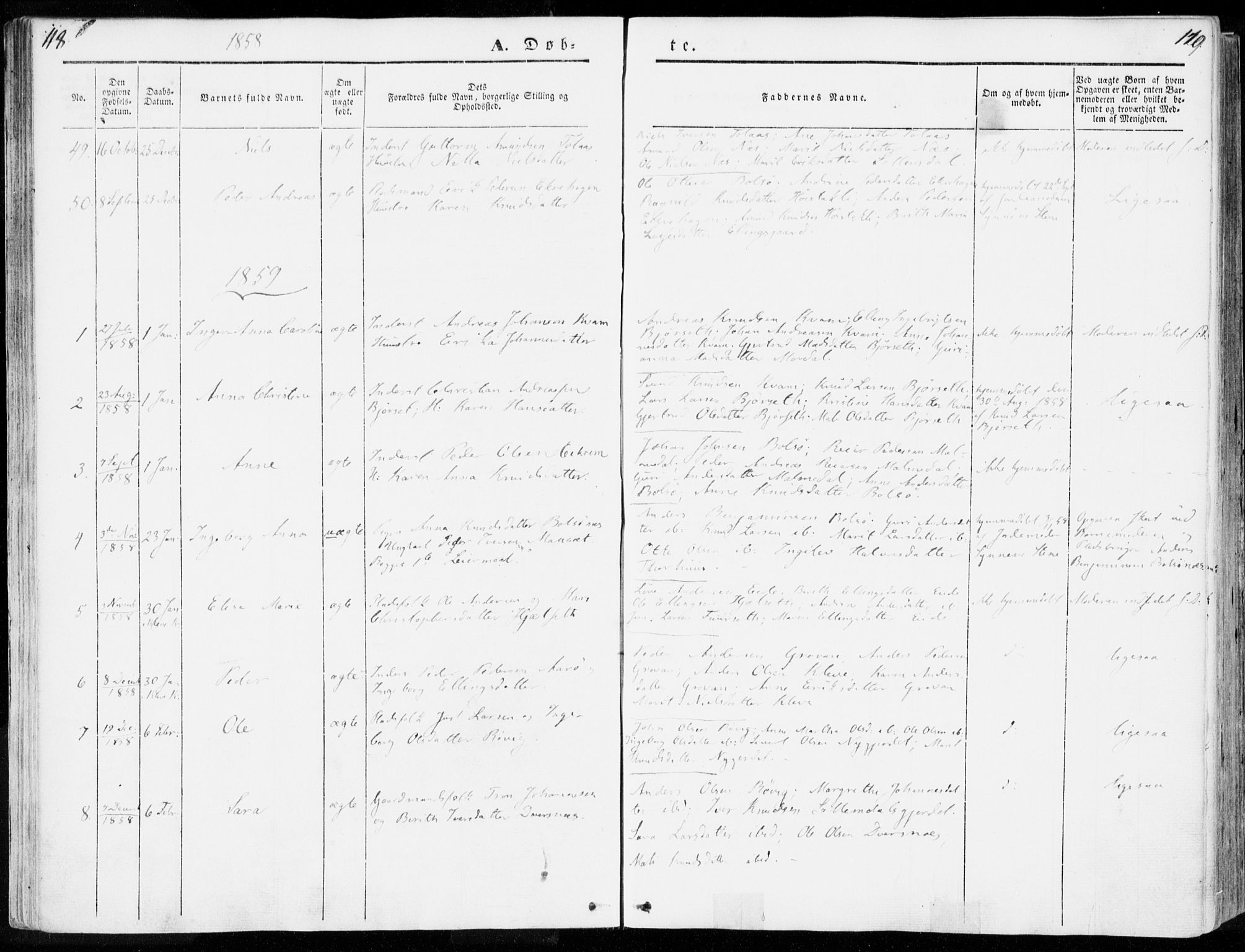 Ministerialprotokoller, klokkerbøker og fødselsregistre - Møre og Romsdal, SAT/A-1454/555/L0653: Parish register (official) no. 555A04, 1843-1869, p. 118-119