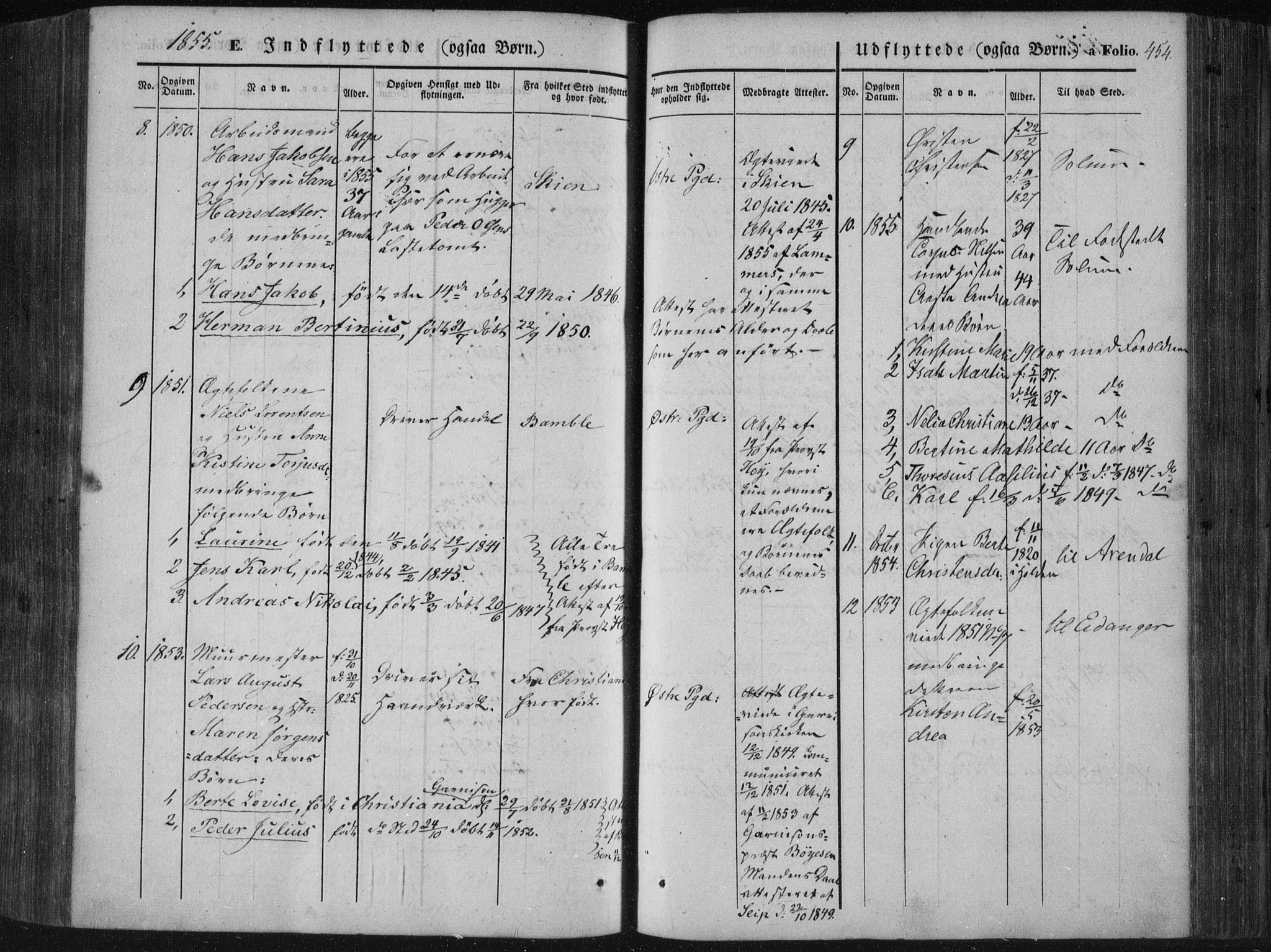 Porsgrunn kirkebøker , SAKO/A-104/F/Fa/L0006: Parish register (official) no. 6, 1841-1857, p. 454