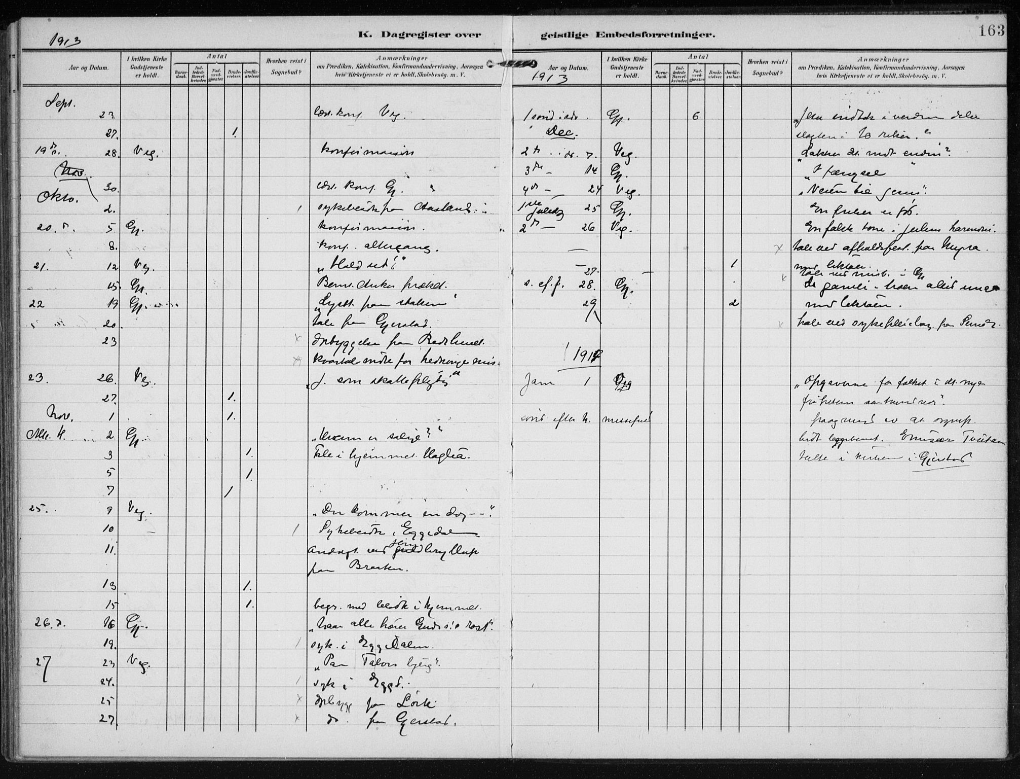 Gjerstad sokneprestkontor, SAK/1111-0014/F/Fa/Faa/L0011: Parish register (official) no. A 11, 1903-1914, p. 163