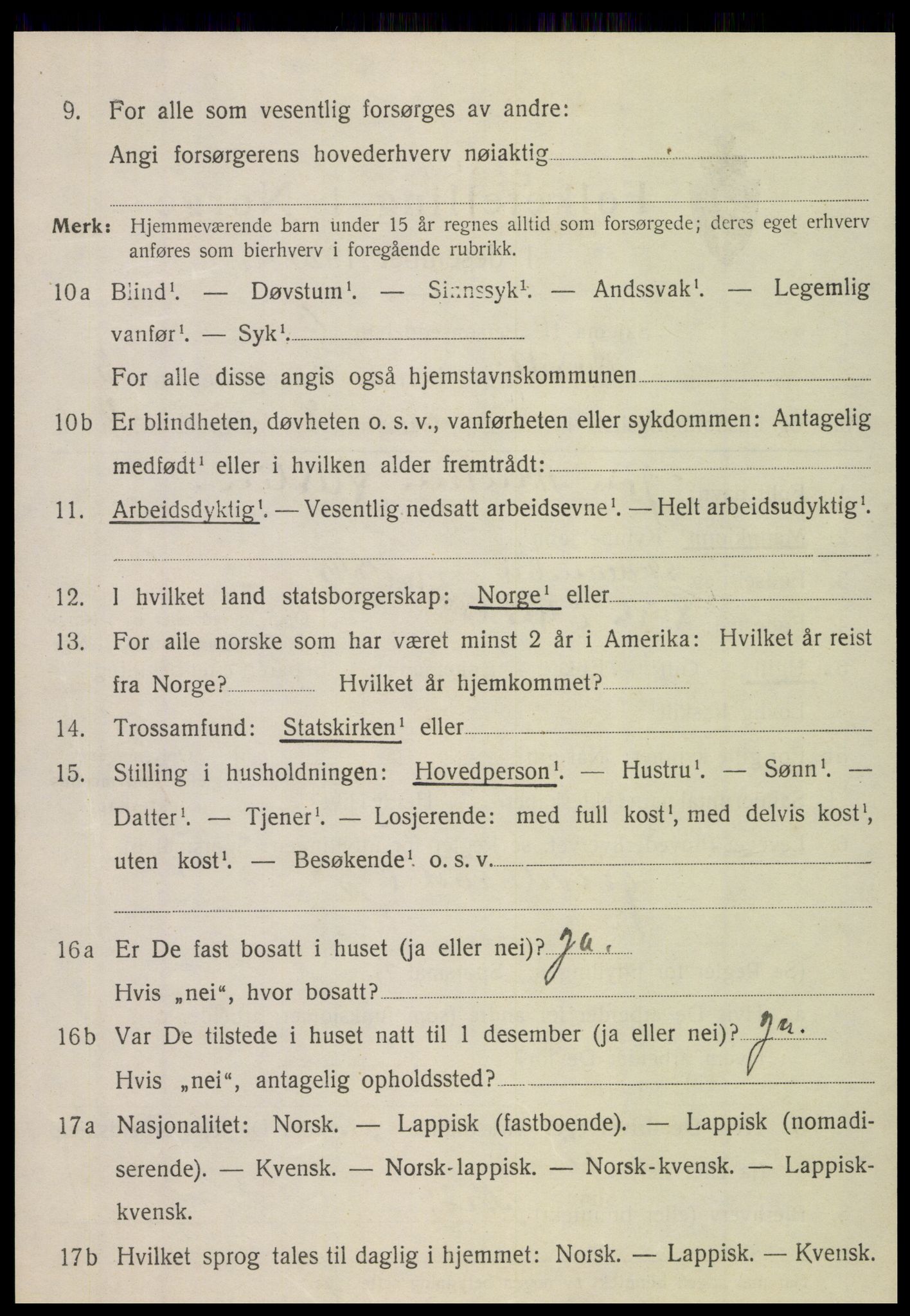 SAT, 1920 census for Nordli, 1920, p. 1422