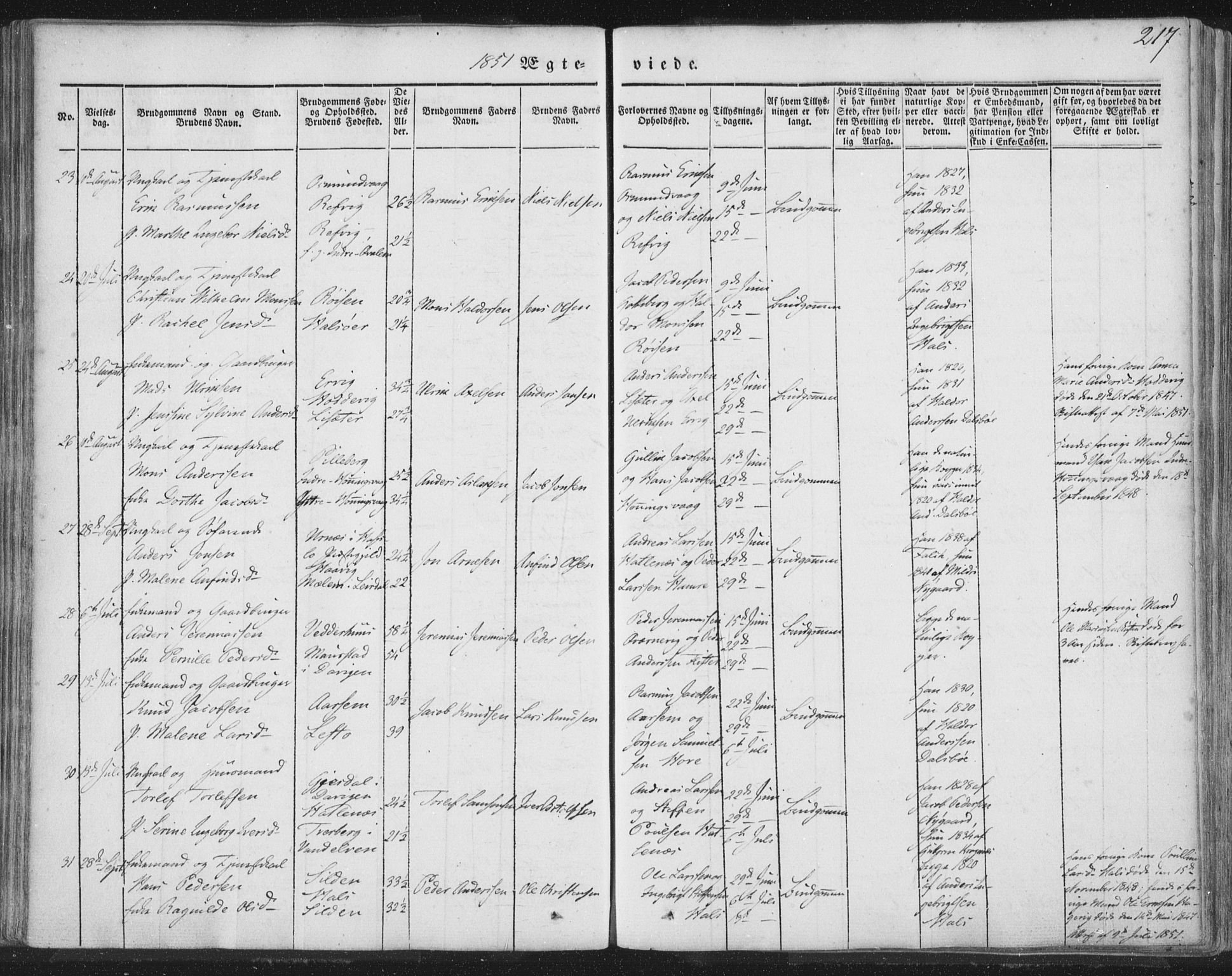 Selje sokneprestembete, AV/SAB-A-99938/H/Ha/Haa/Haaa: Parish register (official) no. A 10, 1844-1858, p. 217