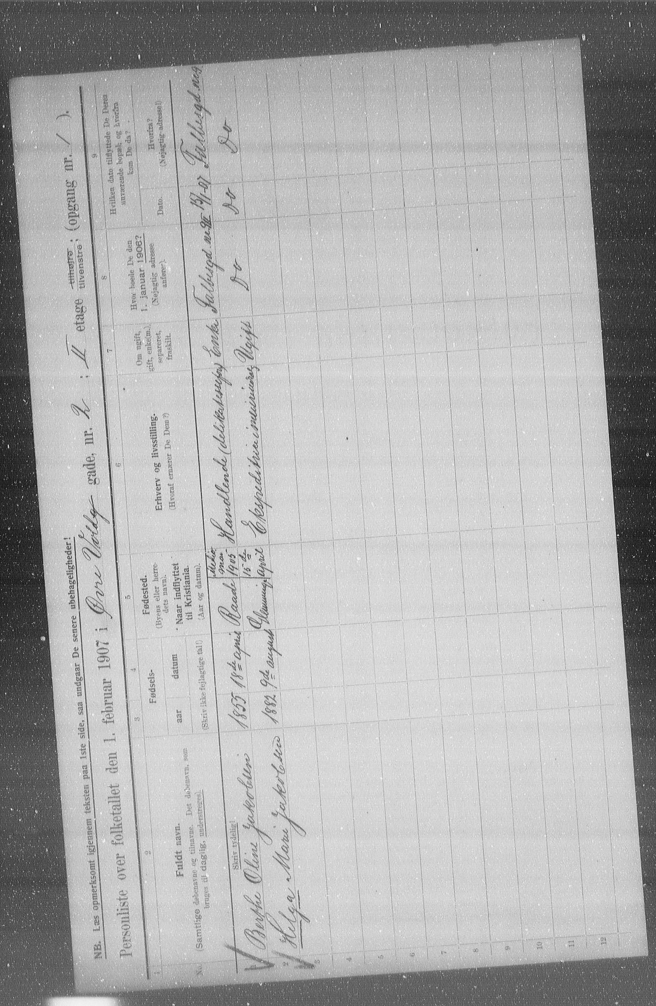 OBA, Municipal Census 1907 for Kristiania, 1907, p. 65990