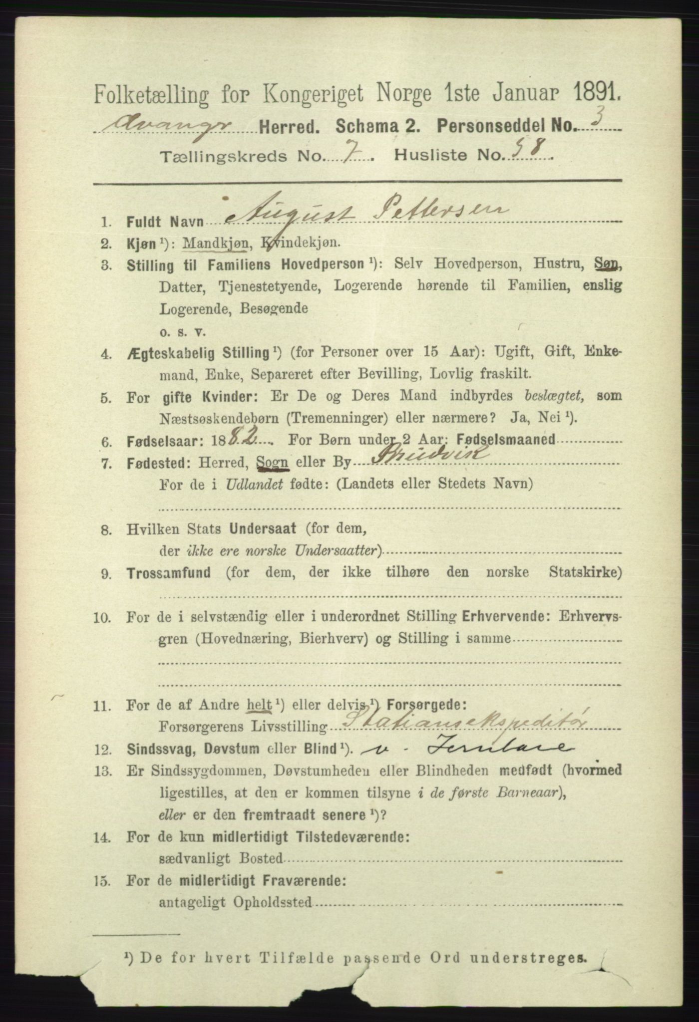 RA, 1891 census for 1237 Evanger, 1891, p. 2240