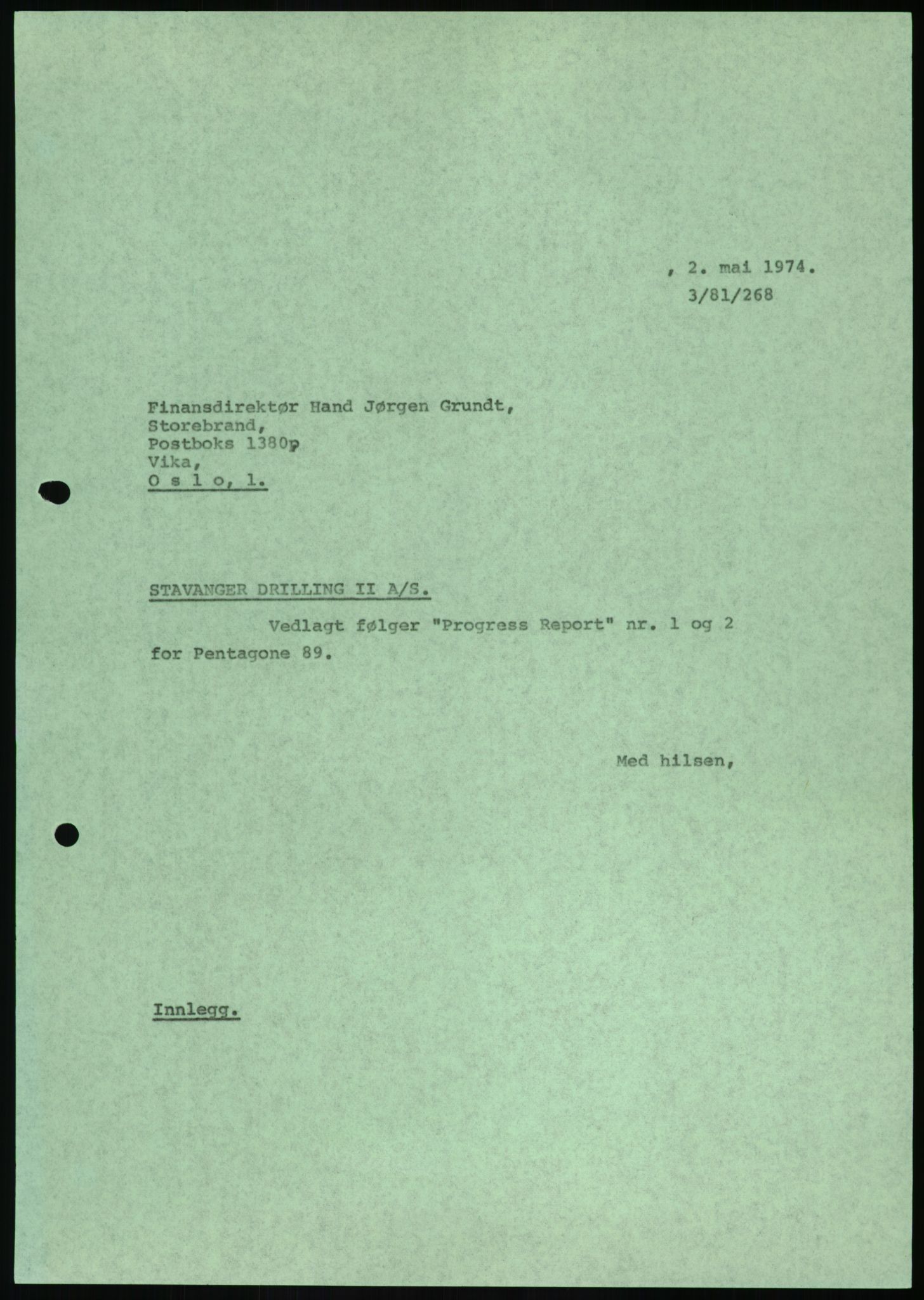 Pa 1503 - Stavanger Drilling AS, AV/SAST-A-101906/A/Ab/Abc/L0006: Styrekorrespondanse Stavanger Drilling II A/S, 1974-1977, p. 443