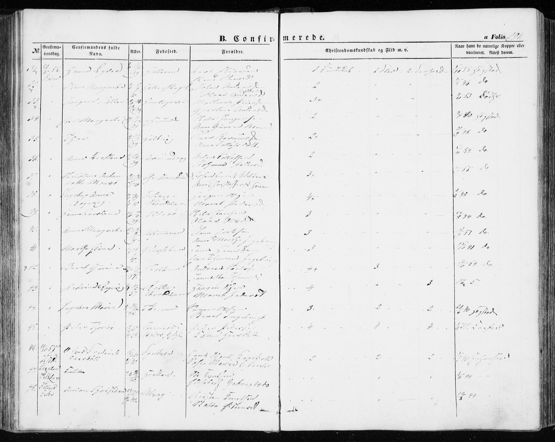 Ministerialprotokoller, klokkerbøker og fødselsregistre - Sør-Trøndelag, AV/SAT-A-1456/634/L0530: Parish register (official) no. 634A06, 1852-1860, p. 191