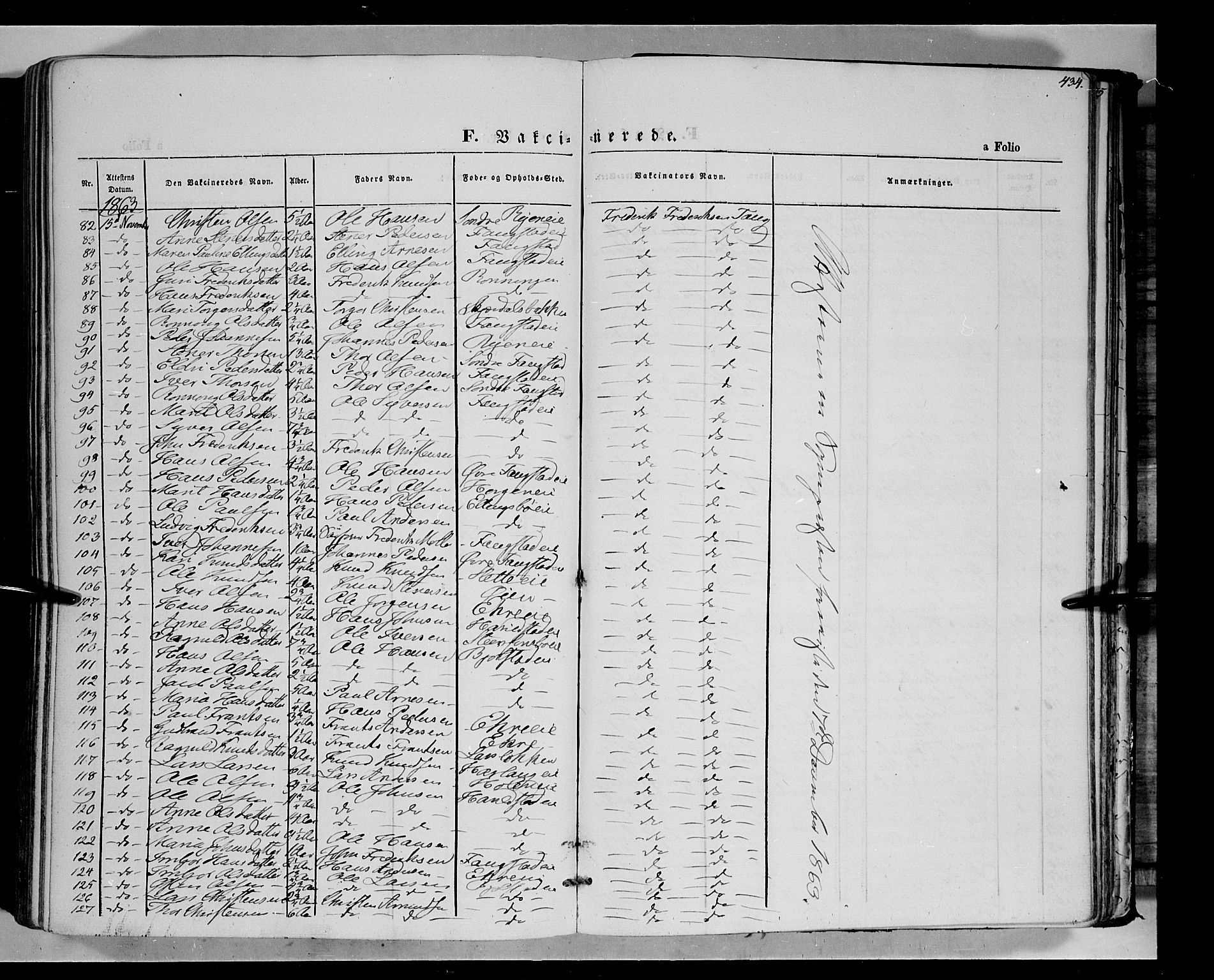 Vågå prestekontor, SAH/PREST-076/H/Ha/Haa/L0006: Parish register (official) no. 6 /1, 1856-1872, p. 434
