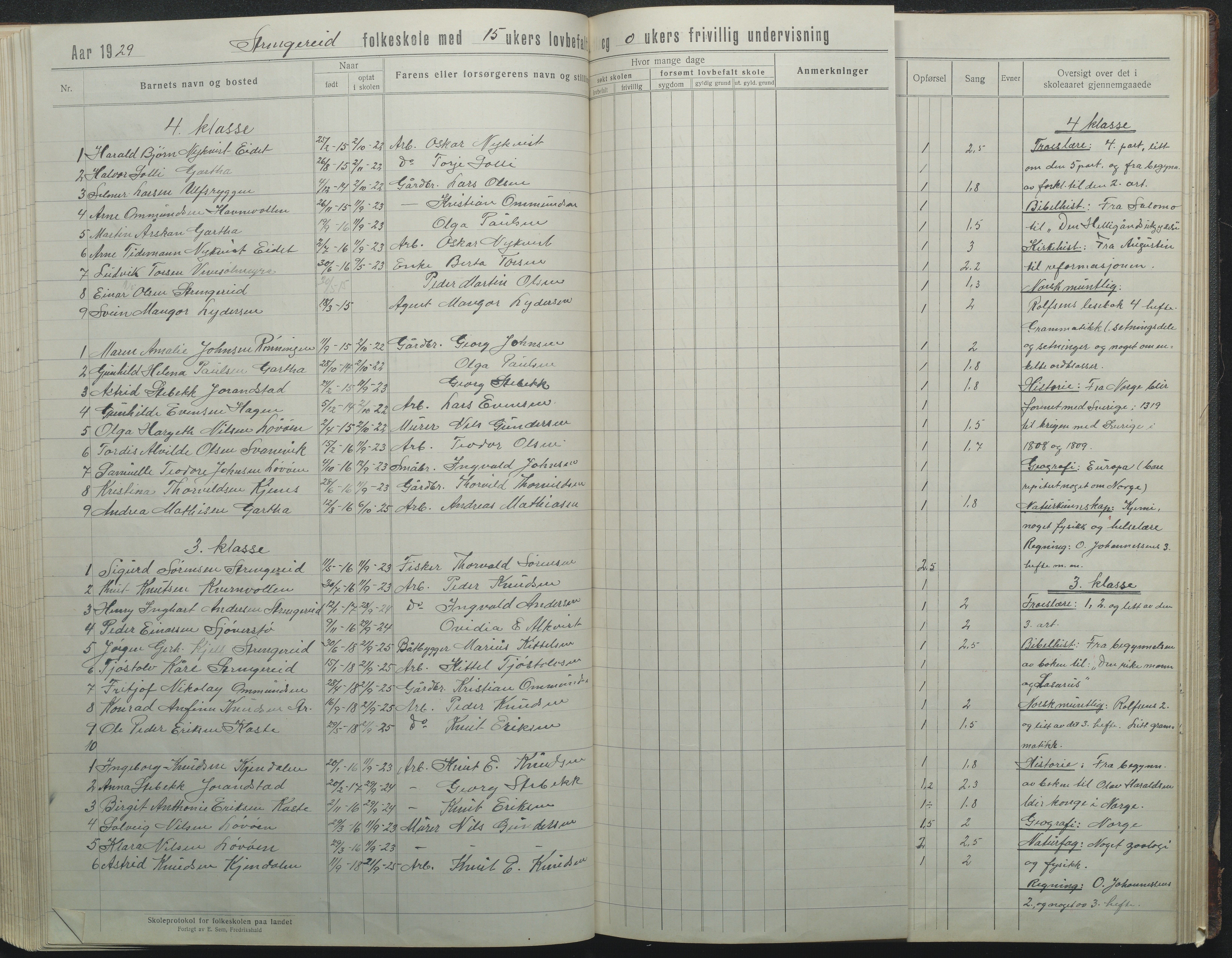 Flosta kommune, Strengereid Krets, AAKS/KA0916-550h/F01/L0004: Skoleprotokoll Strengereid skole, 1918-1944