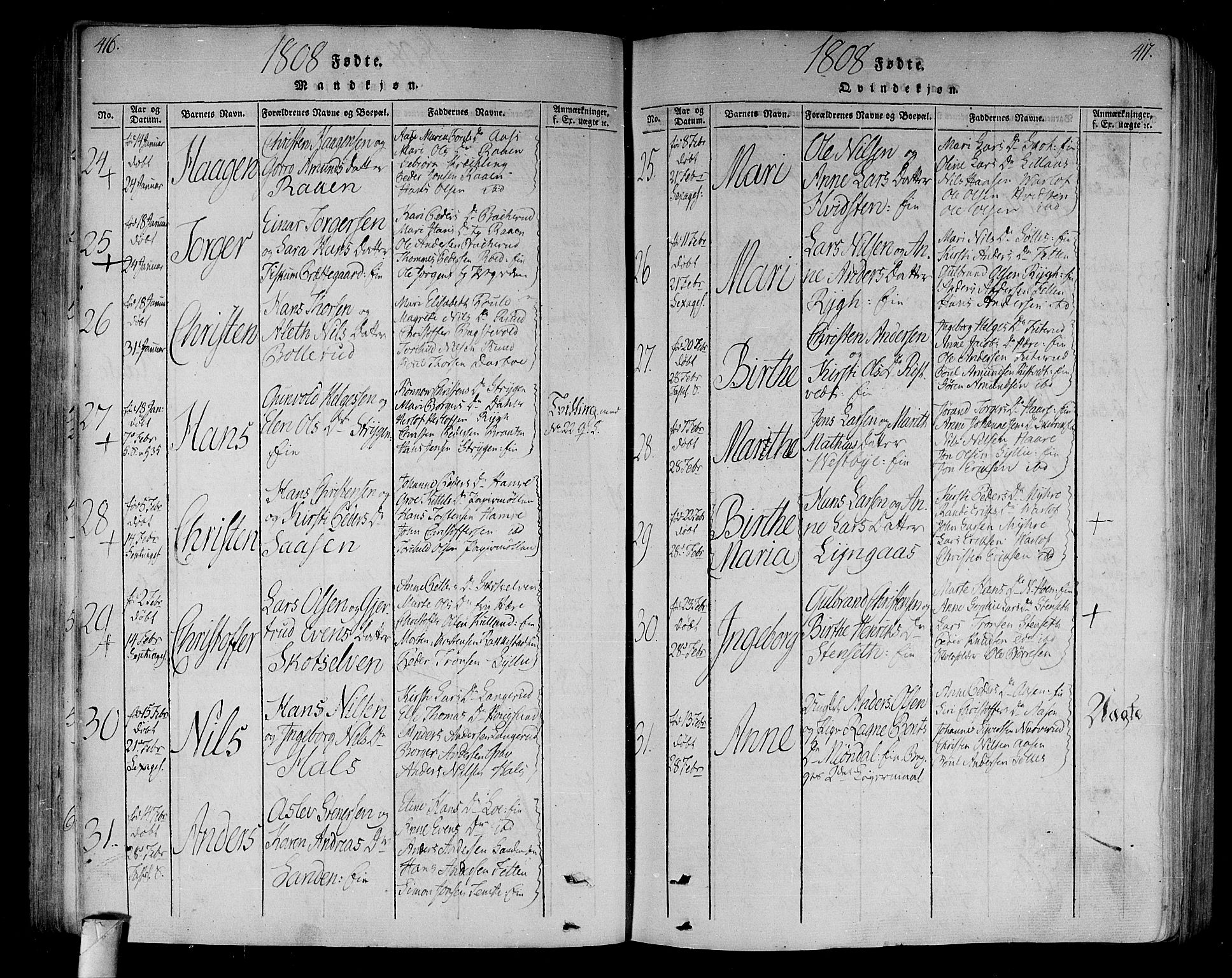 Eiker kirkebøker, AV/SAKO-A-4/F/Fa/L0010: Parish register (official) no. I 10, 1806-1815, p. 416-417