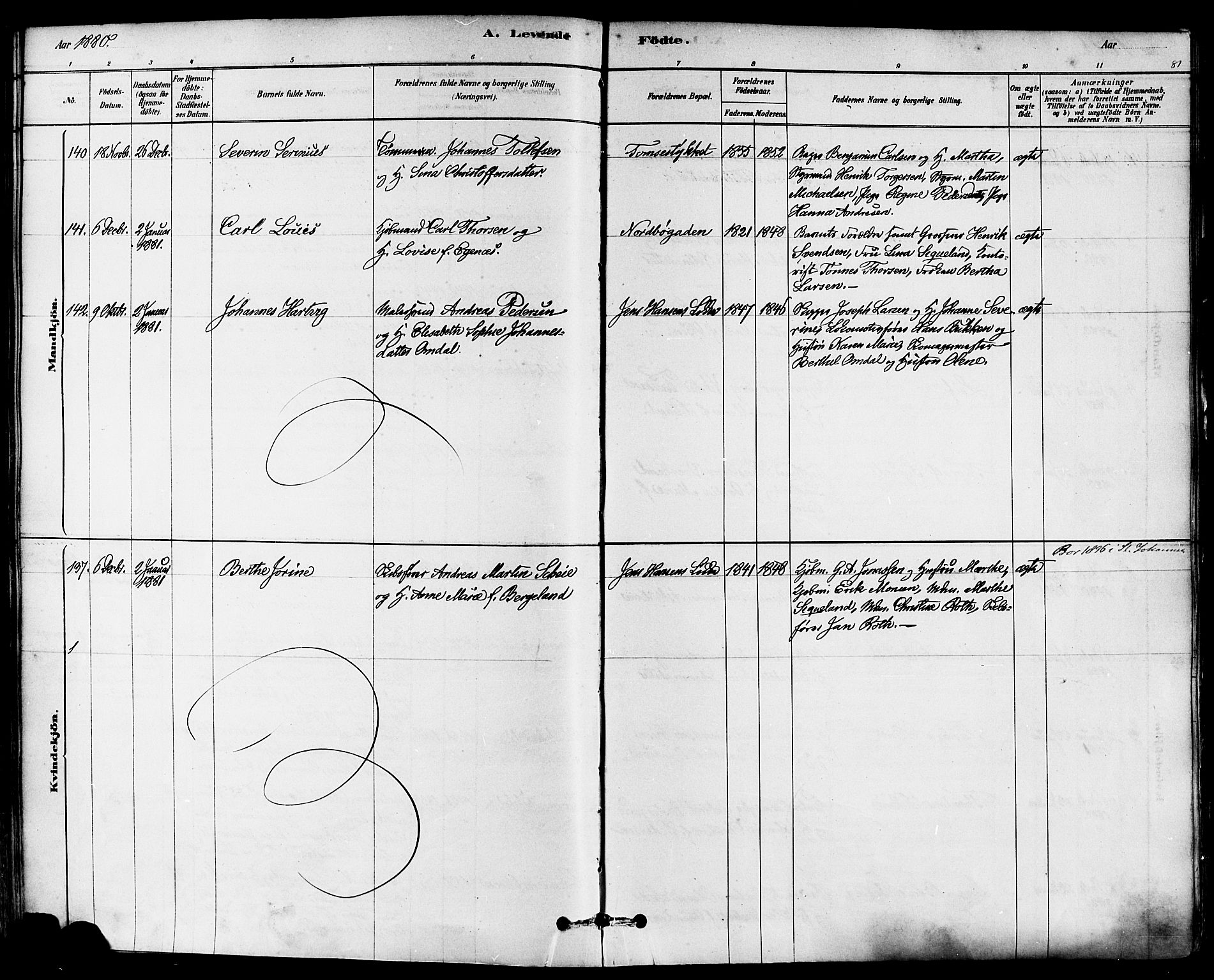 Domkirken sokneprestkontor, AV/SAST-A-101812/001/30/30BA/L0026: Parish register (official) no. A 25, 1878-1889, p. 81