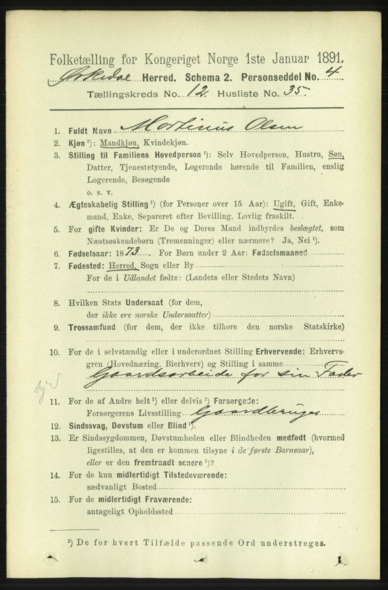 RA, 1891 census for 1638 Orkdal, 1891, p. 5777