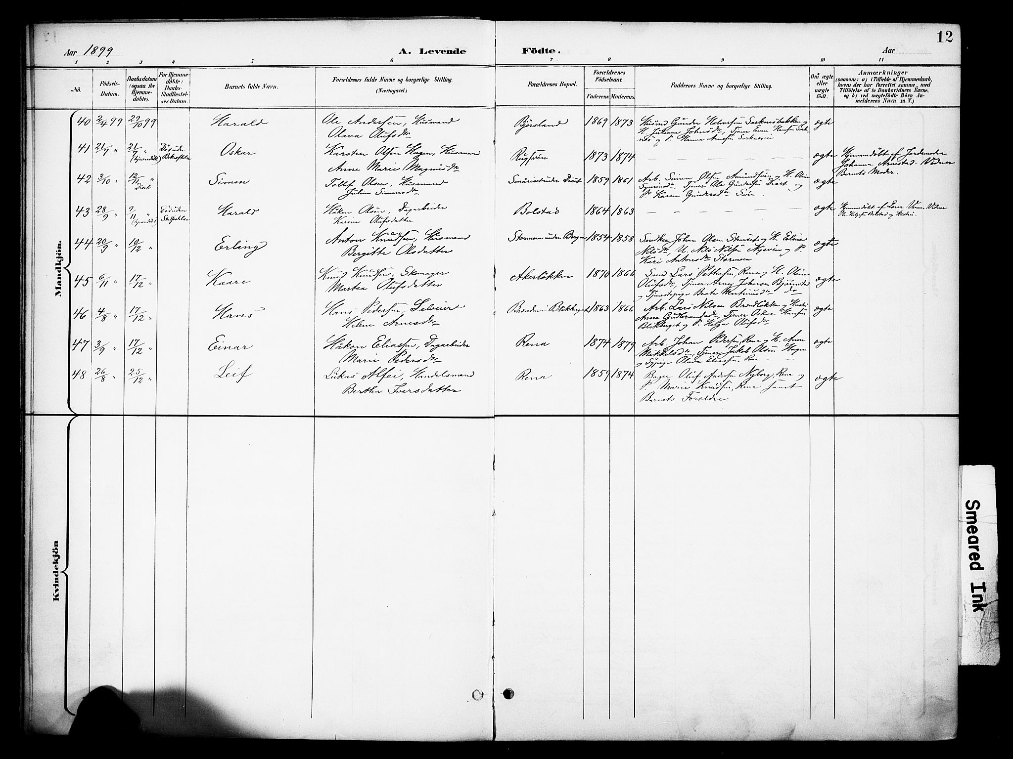 Åmot prestekontor, Hedmark, SAH/PREST-056/H/Ha/Haa/L0013: Parish register (official) no. 13, 1898-1906, p. 12