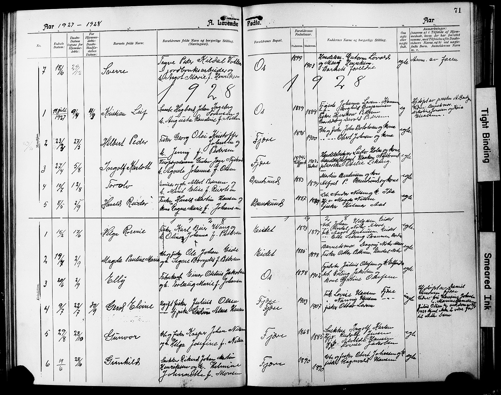 Ministerialprotokoller, klokkerbøker og fødselsregistre - Nordland, SAT/A-1459/803/L0077: Parish register (copy) no. 803C04, 1897-1930, p. 71