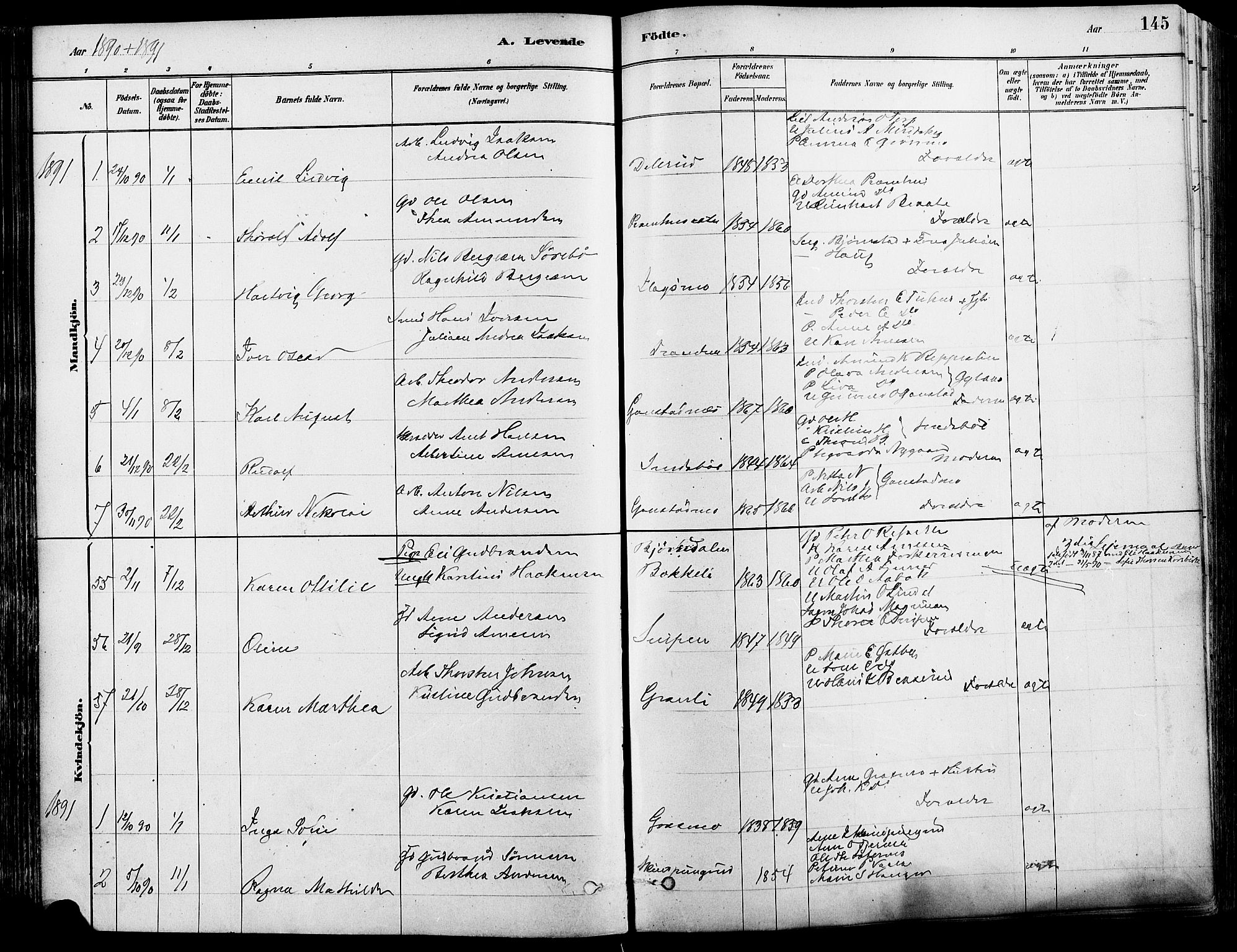 Eidskog prestekontor, AV/SAH-PREST-026/H/Ha/Haa/L0003: Parish register (official) no. 3, 1879-1892, p. 145