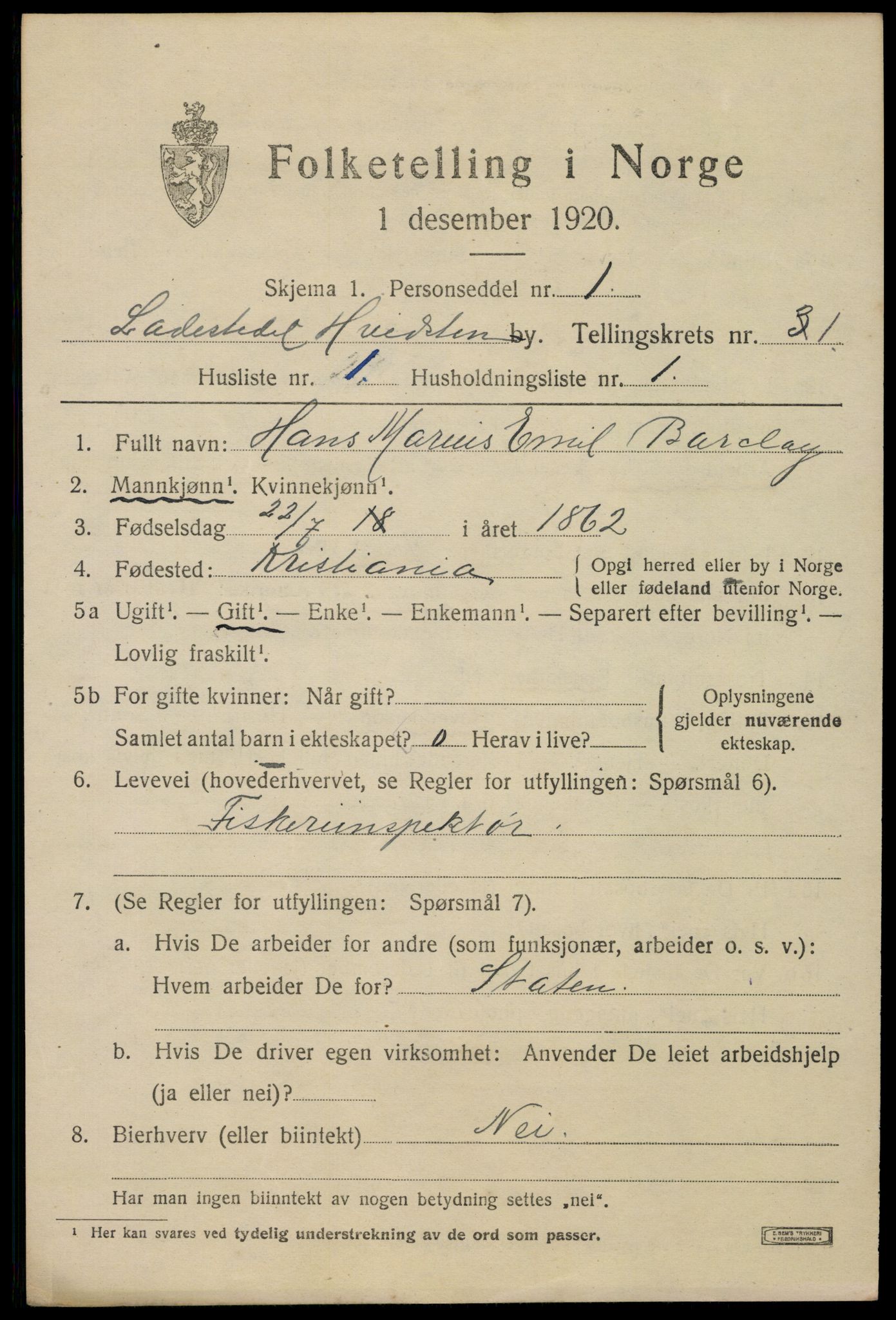 SAO, 1920 census for Hvitsten, 1920, p. 146