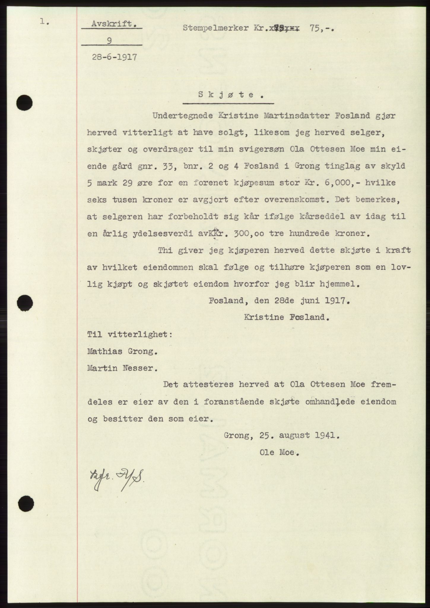 Namdal sorenskriveri, SAT/A-4133/1/2/2C: Mortgage book no. -, 1916-1921, Deed date: 28.06.1916