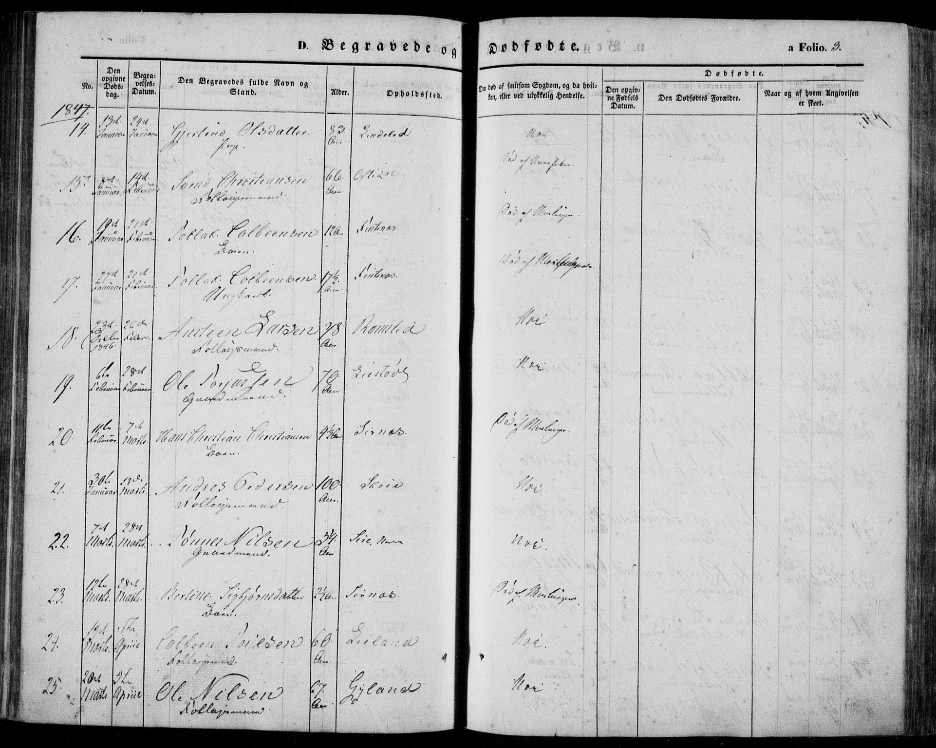 Bakke sokneprestkontor, SAK/1111-0002/F/Fa/Faa/L0005: Parish register (official) no. A 5, 1847-1855, p. 3