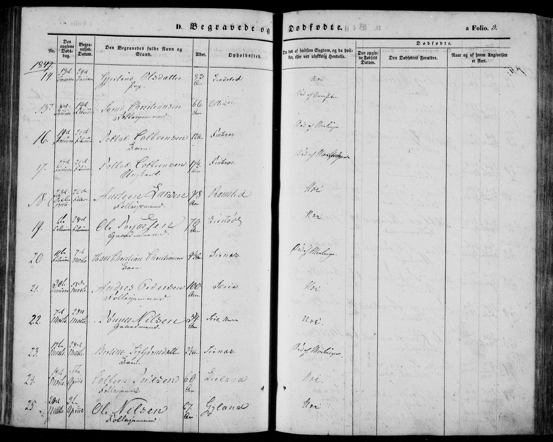 Bakke sokneprestkontor, AV/SAK-1111-0002/F/Fa/Faa/L0005: Parish register (official) no. A 5, 1847-1855, p. 3