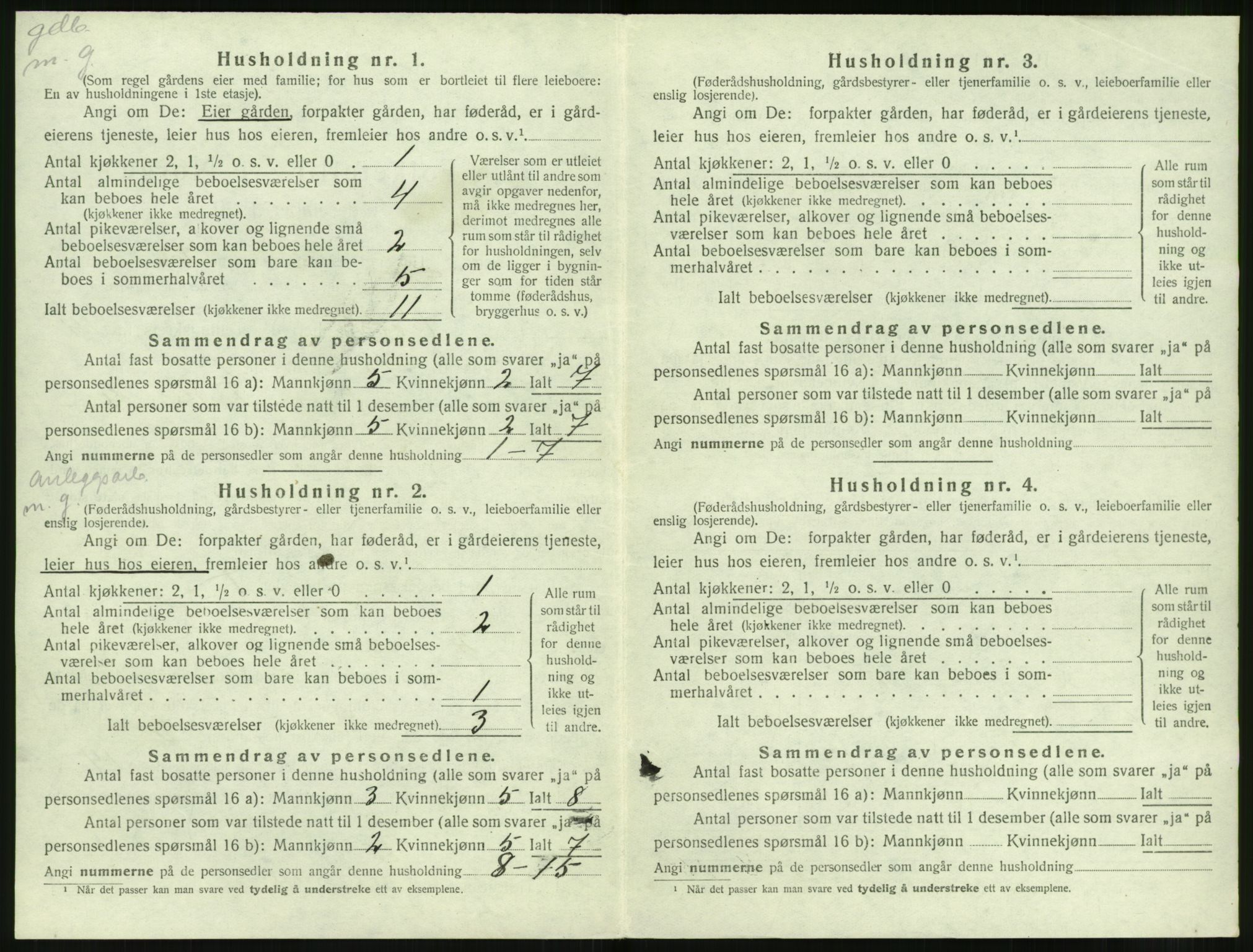 SAT, 1920 census for Volda, 1920, p. 1141