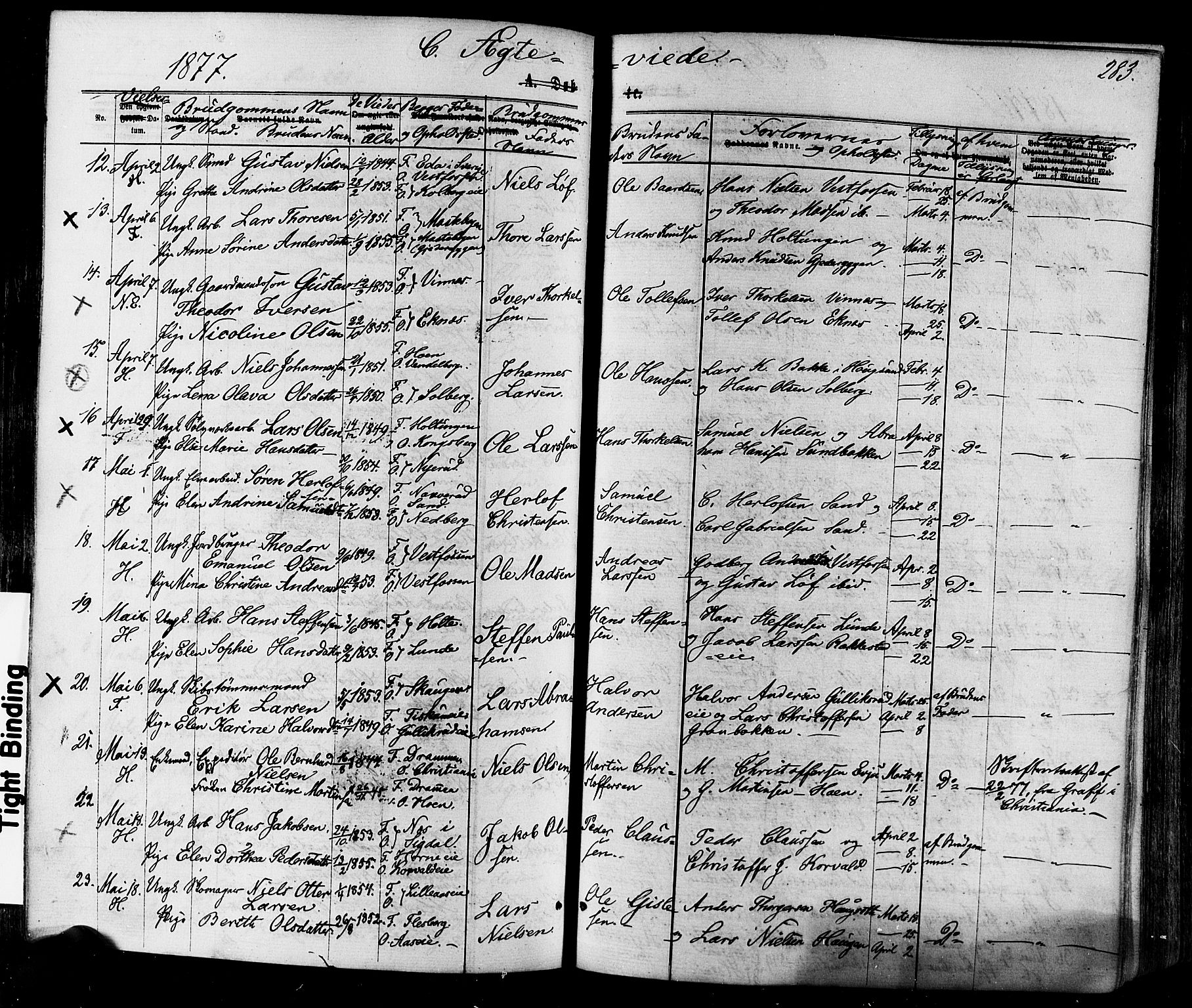 Eiker kirkebøker, AV/SAKO-A-4/F/Fa/L0017: Parish register (official) no. I 17, 1869-1877, p. 283