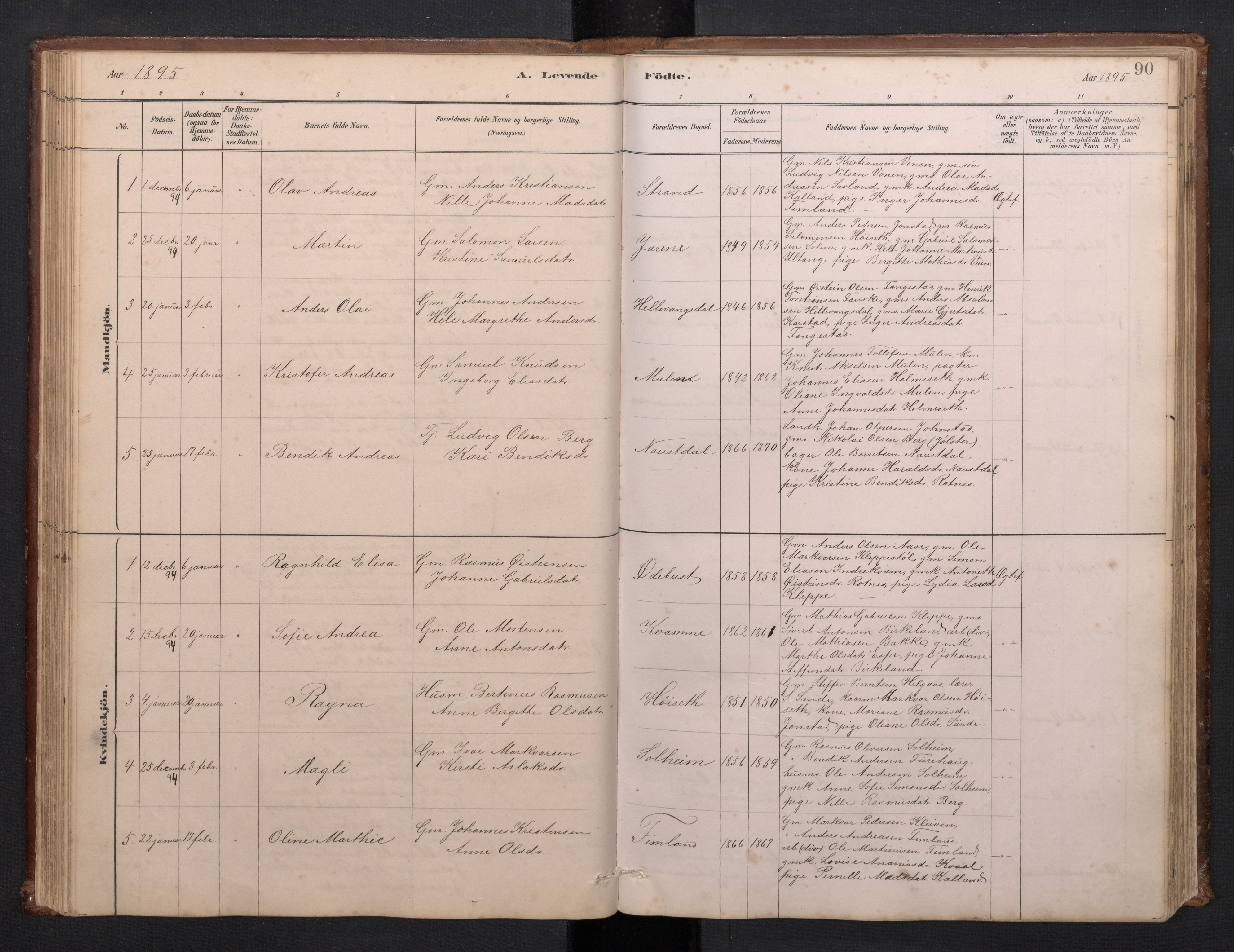 Førde sokneprestembete, SAB/A-79901/H/Hab/Habd/L0003: Parish register (copy) no. D 3, 1881-1897, p. 89b-90a