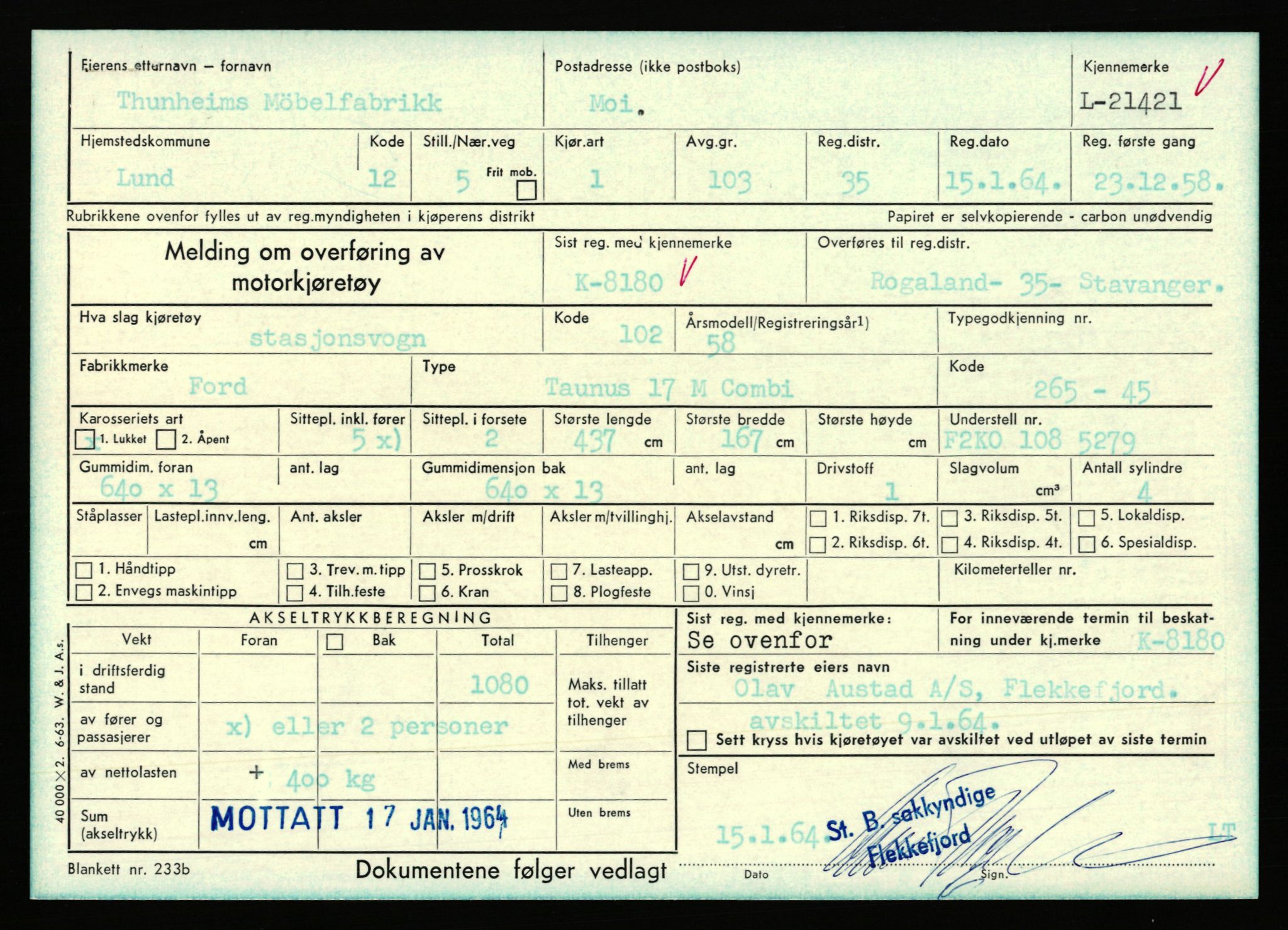 Stavanger trafikkstasjon, AV/SAST-A-101942/0/F/L0037: L-20500 - L-21499, 1930-1971, p. 2173