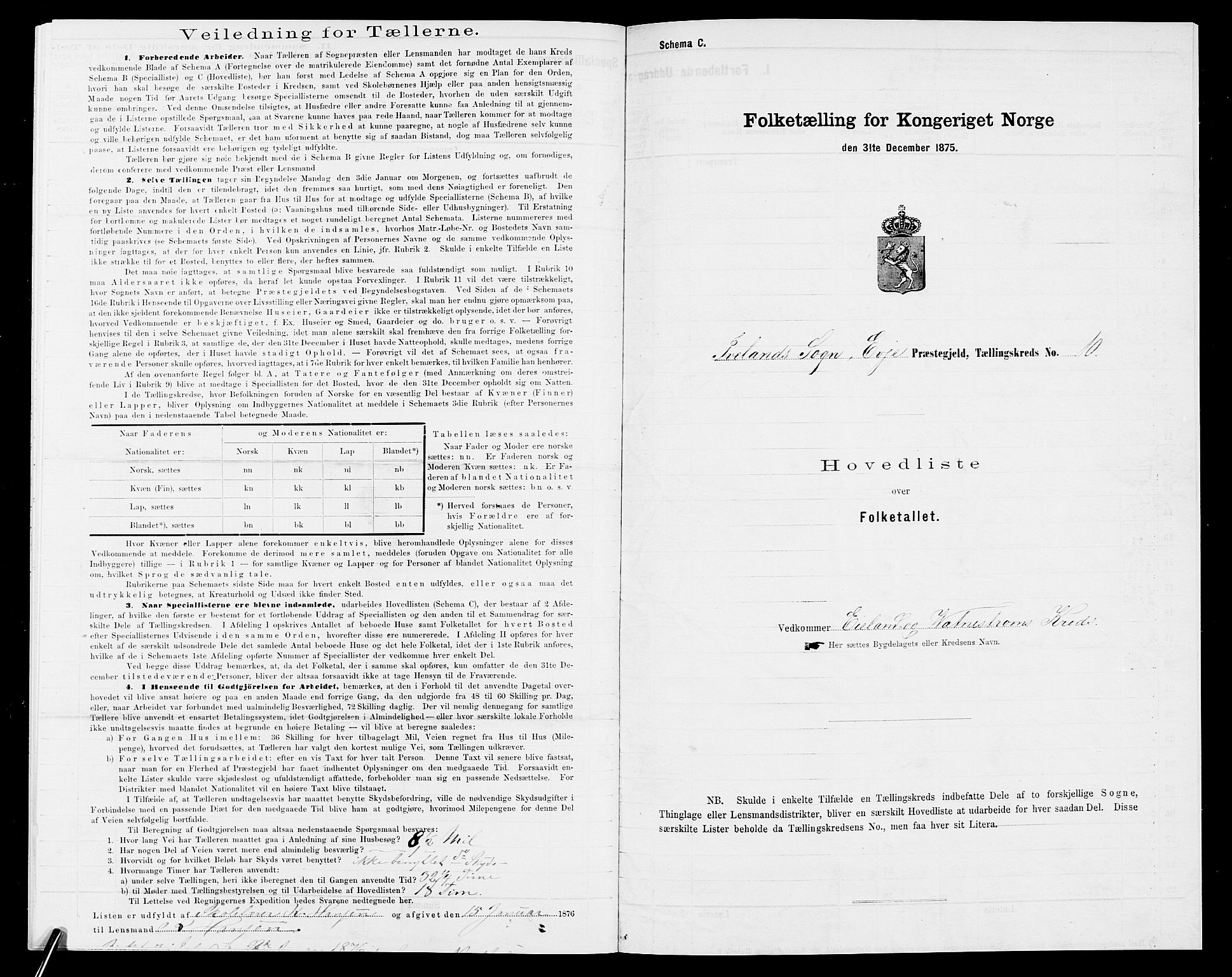 SAK, 1875 census for 0934P Evje, 1875, p. 315
