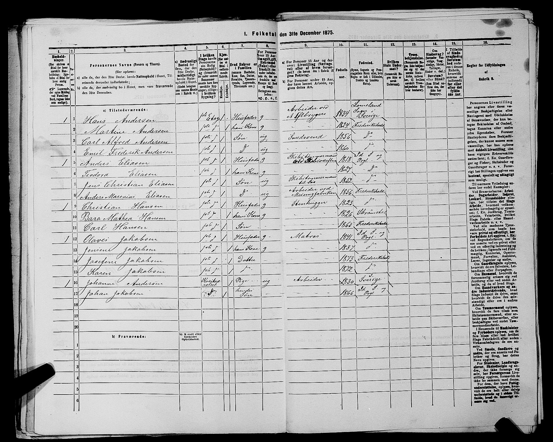 RA, 1875 census for 0101P Fredrikshald, 1875, p. 388