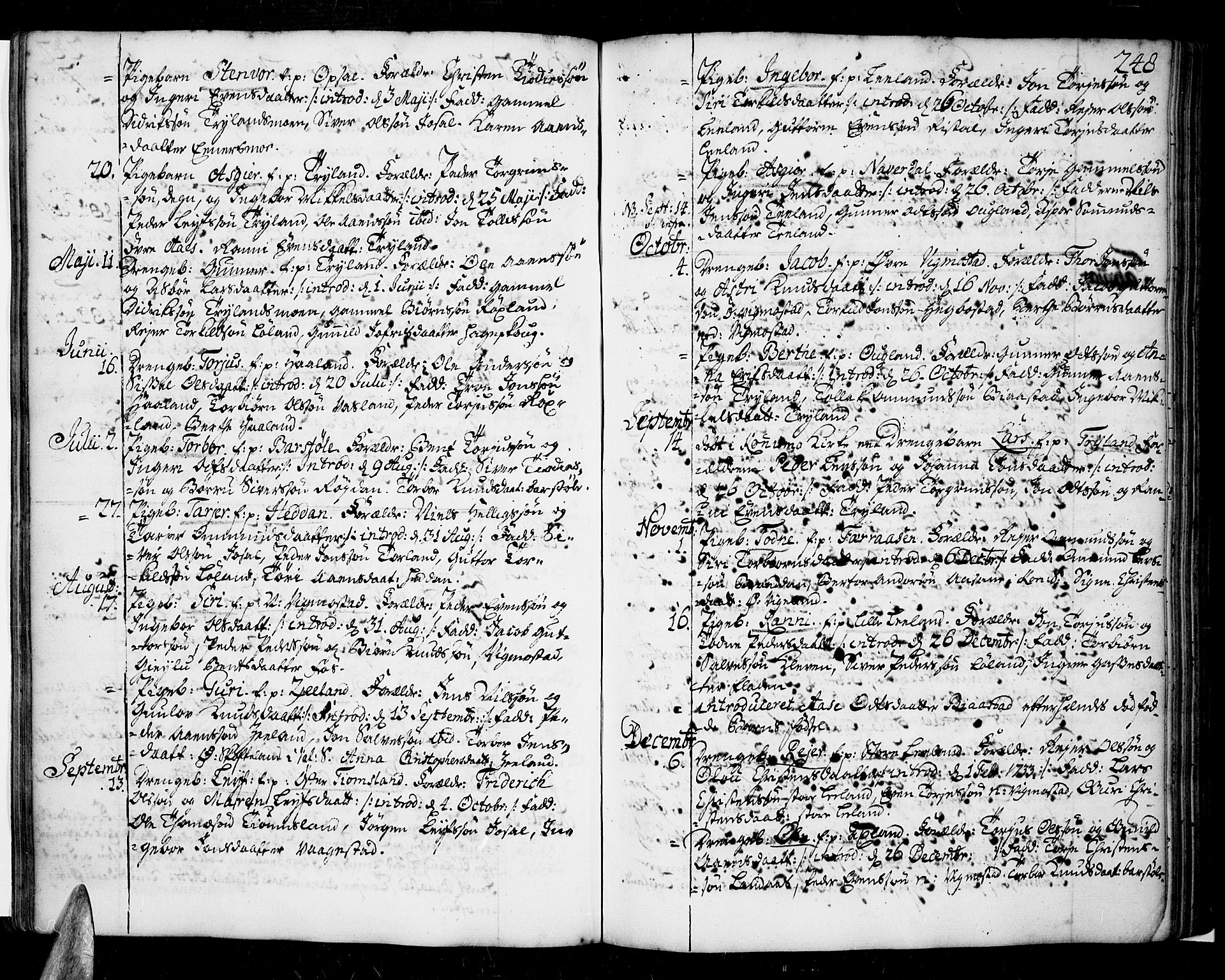 Sør-Audnedal sokneprestkontor, AV/SAK-1111-0039/F/Fa/Fab/L0001: Parish register (official) no. A 1 /3, 1726-1783, p. 248