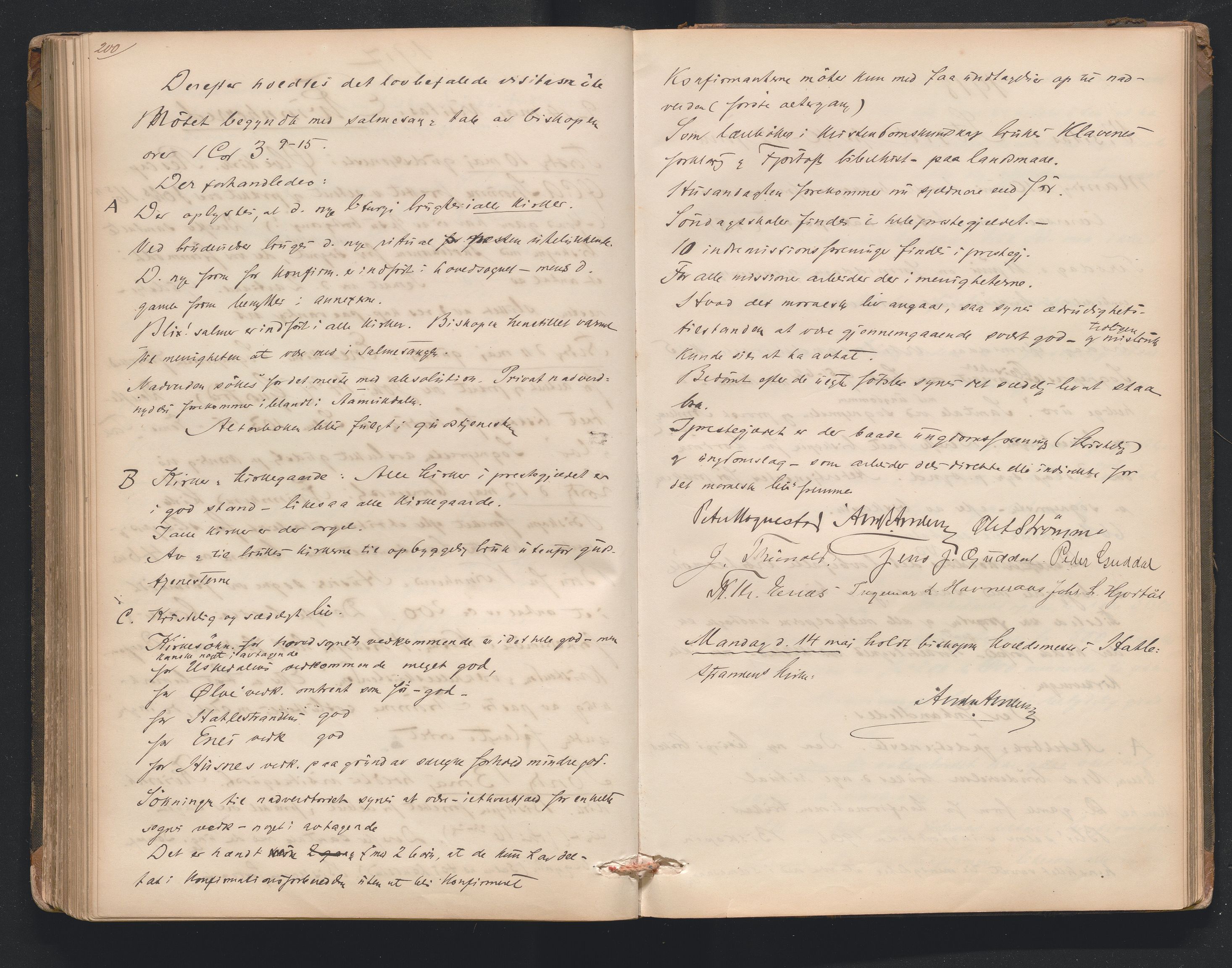 Nordre Sunnhordland prosti, AV/SAB-A-99912/F/L0001: Visitasprotokoll , 1860-1959, p. 200