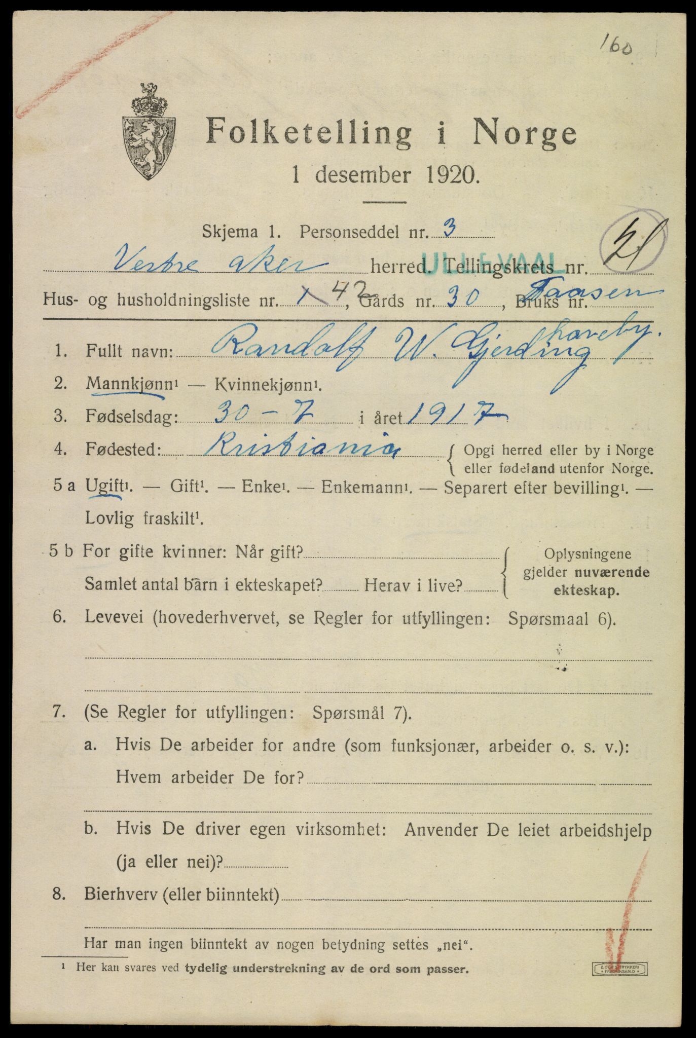 SAO, 1920 census for Aker, 1920, p. 125792