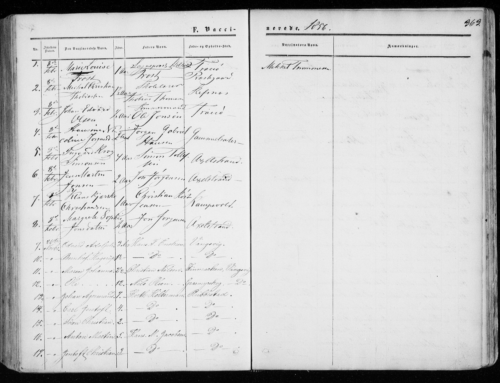 Tranøy sokneprestkontor, SATØ/S-1313/I/Ia/Iaa/L0007kirke: Parish register (official) no. 7, 1856-1866, p. 363