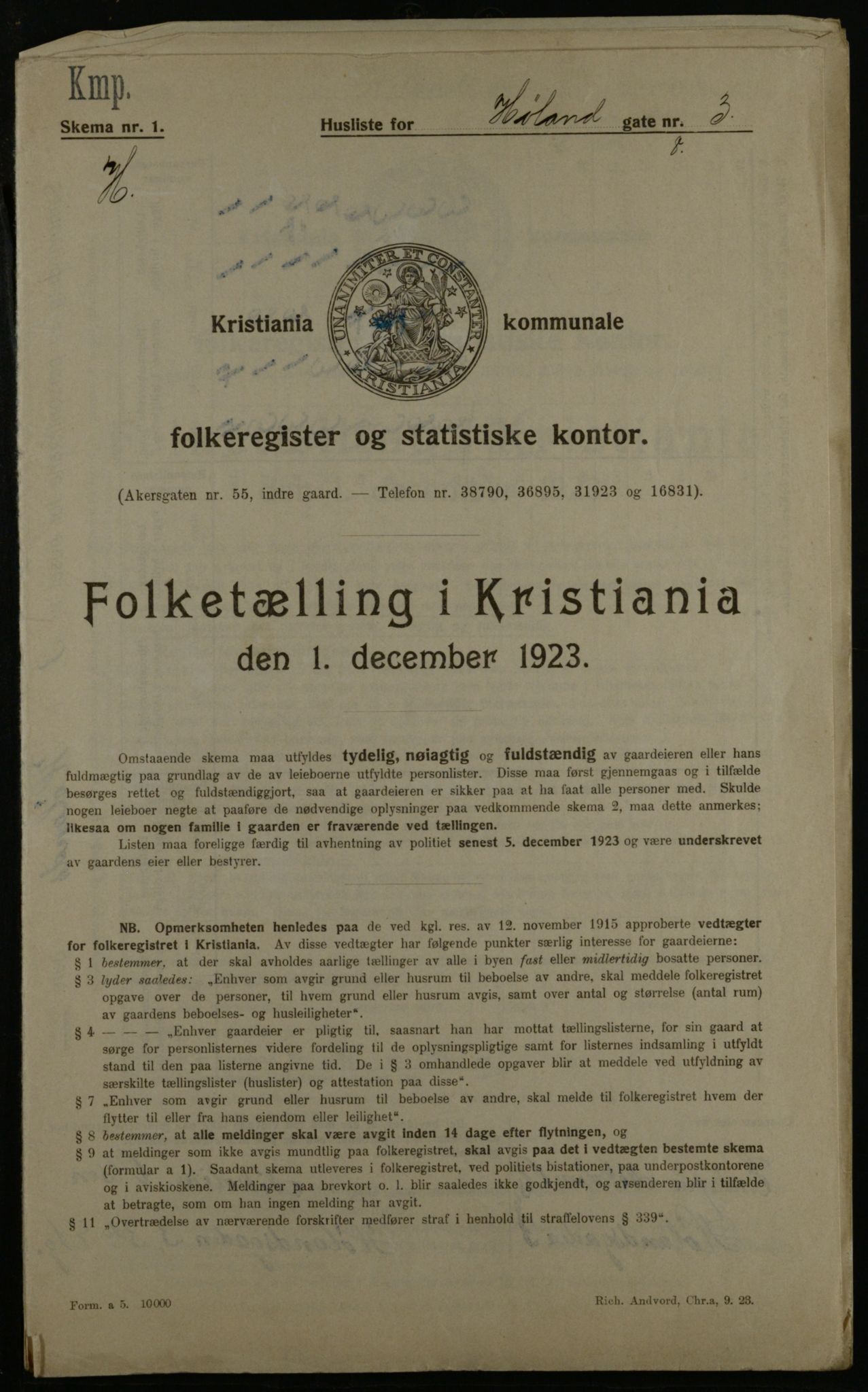 OBA, Municipal Census 1923 for Kristiania, 1923, p. 47144