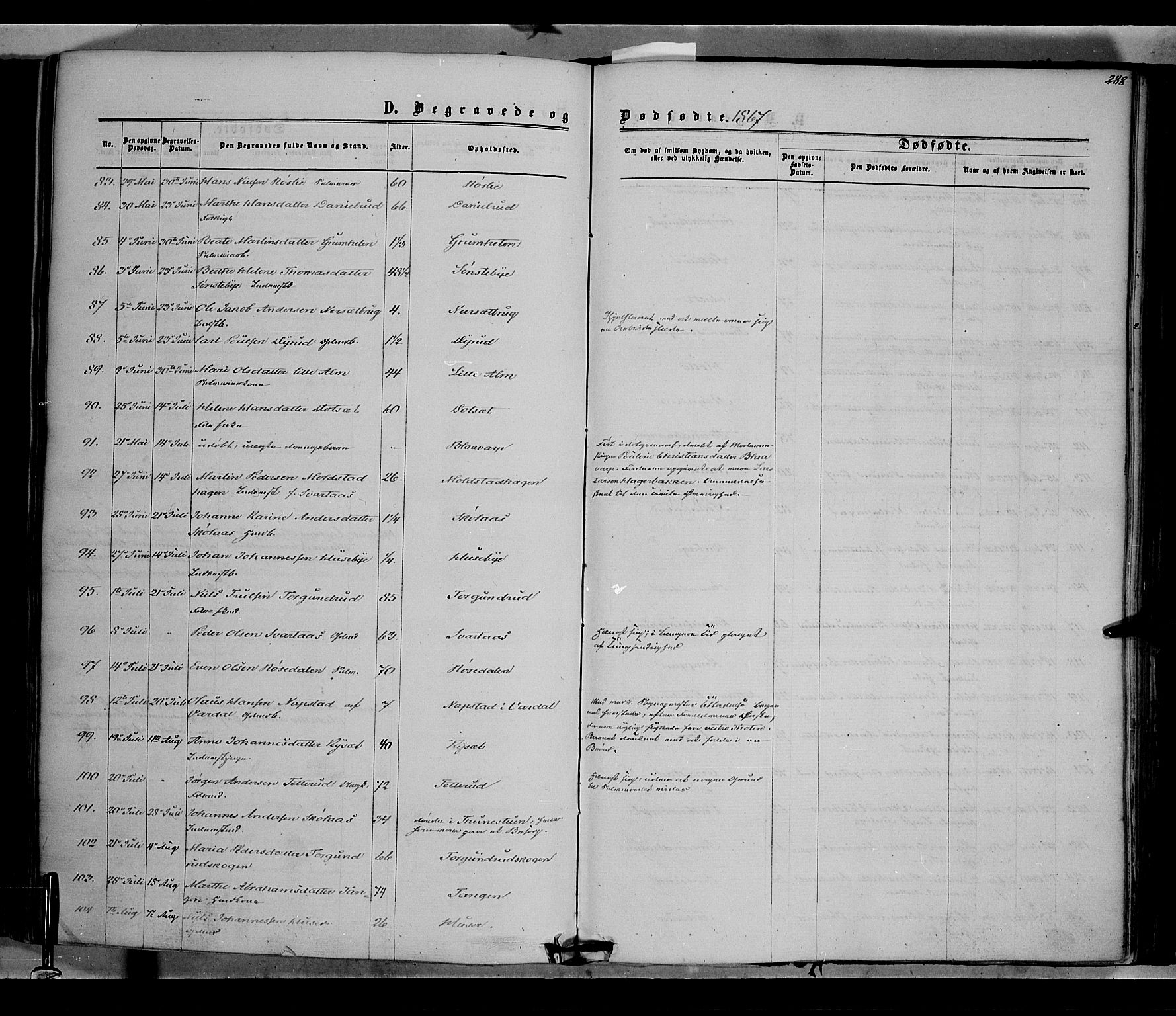 Vestre Toten prestekontor, AV/SAH-PREST-108/H/Ha/Haa/L0007: Parish register (official) no. 7, 1862-1869, p. 288