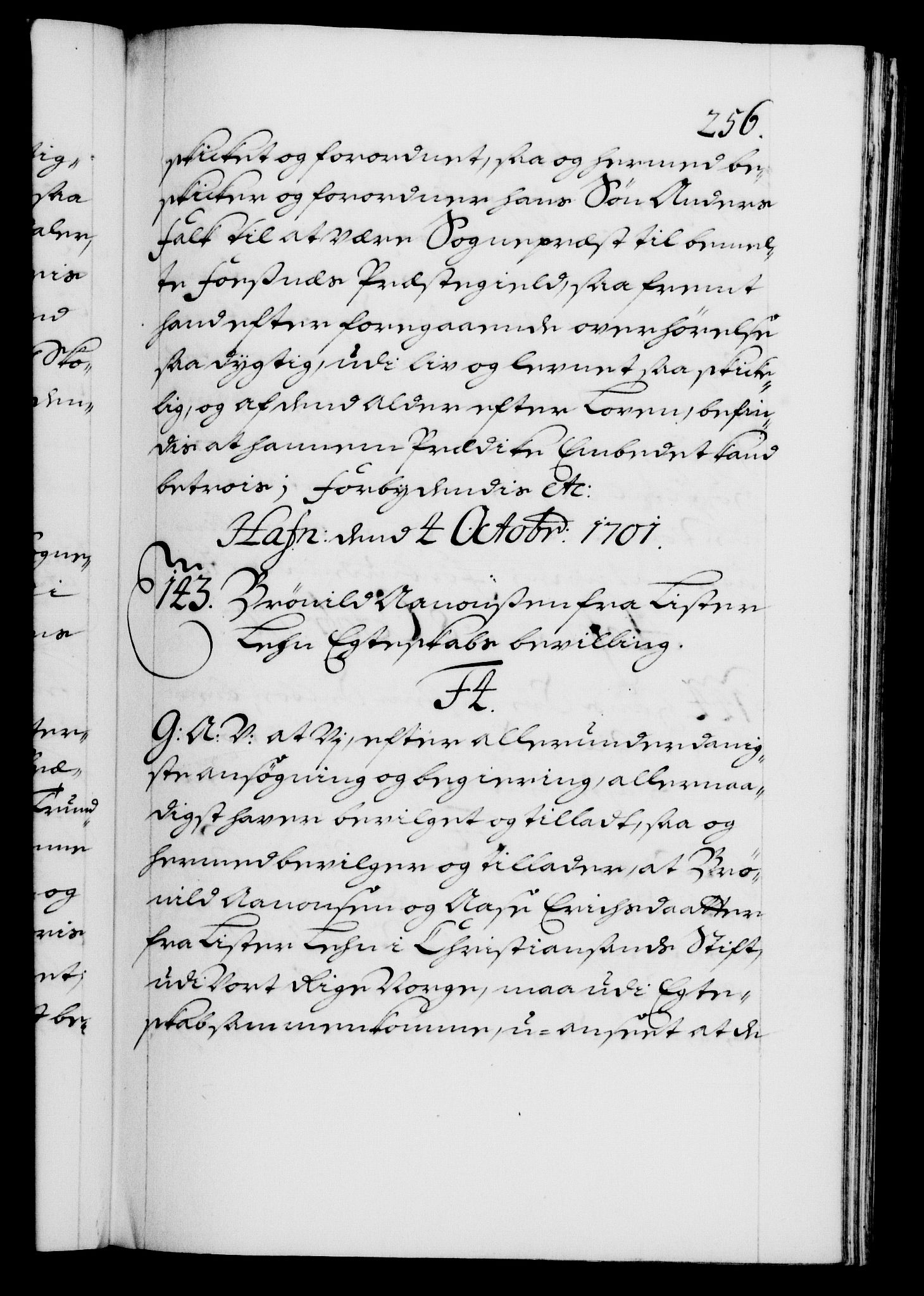 Danske Kanselli 1572-1799, AV/RA-EA-3023/F/Fc/Fca/Fcaa/L0018: Norske registre, 1699-1703, p. 256a