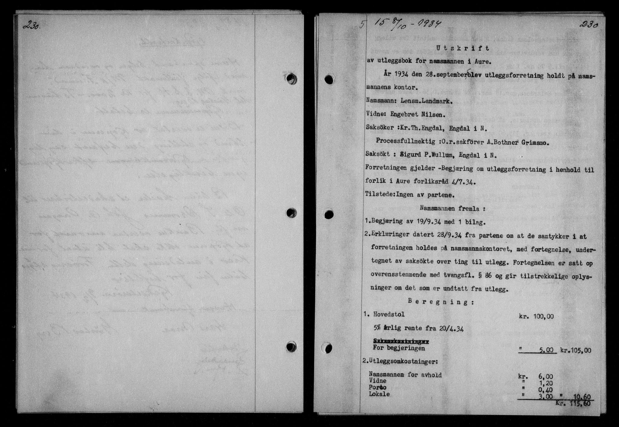 Nordmøre sorenskriveri, AV/SAT-A-4132/1/2/2Ca/L0082: Mortgage book no. 72, 1934-1934, Deed date: 08.10.1934