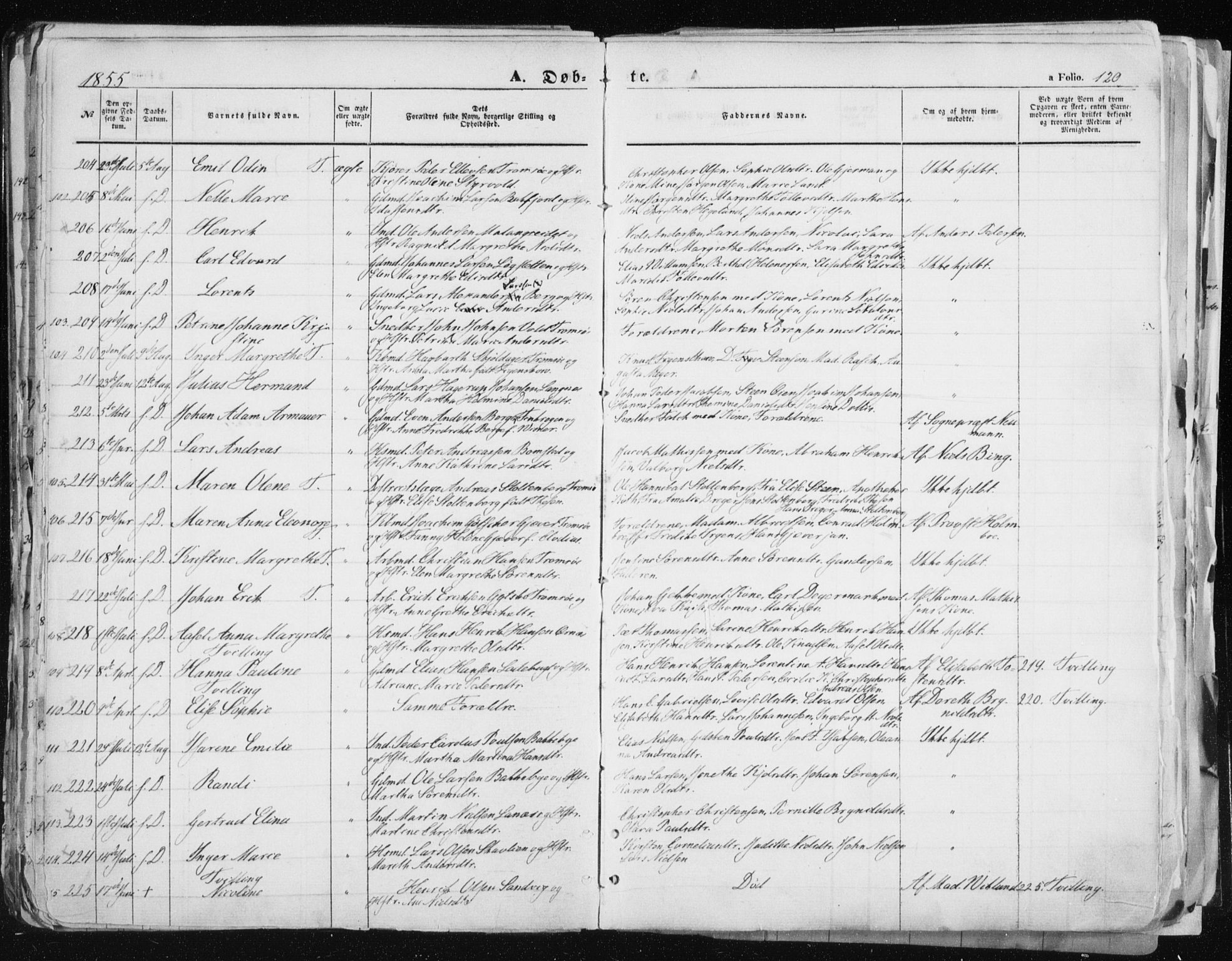 Tromsø sokneprestkontor/stiftsprosti/domprosti, SATØ/S-1343/G/Ga/L0010kirke: Parish register (official) no. 10, 1848-1855, p. 120